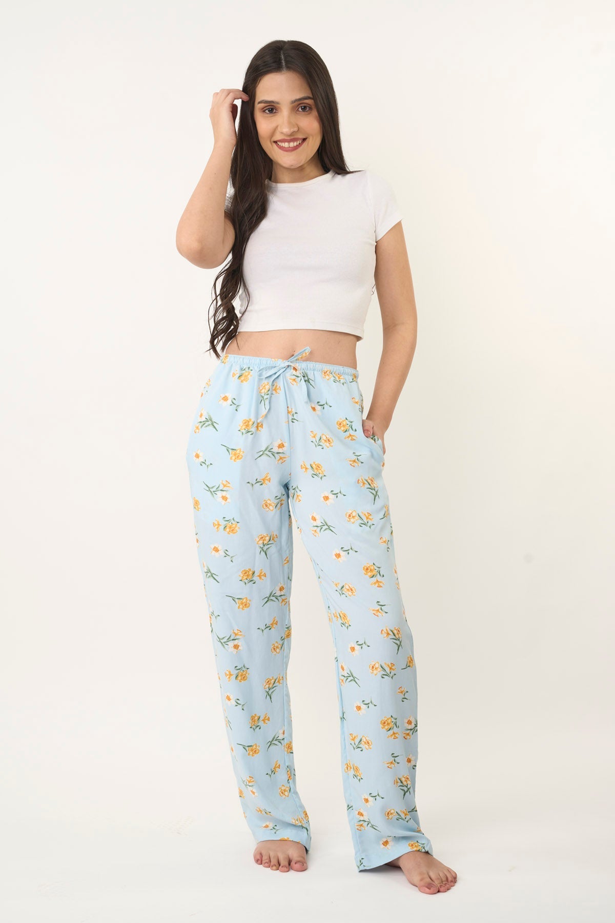 Buy Designer Blue Floral Pyjama Online