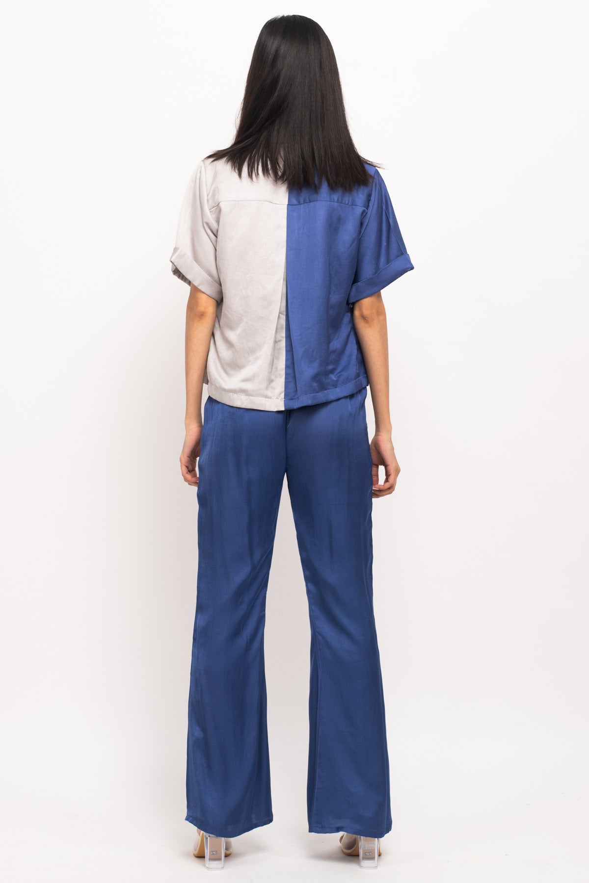 Blue & Grey Color Blocked Co-ord Set