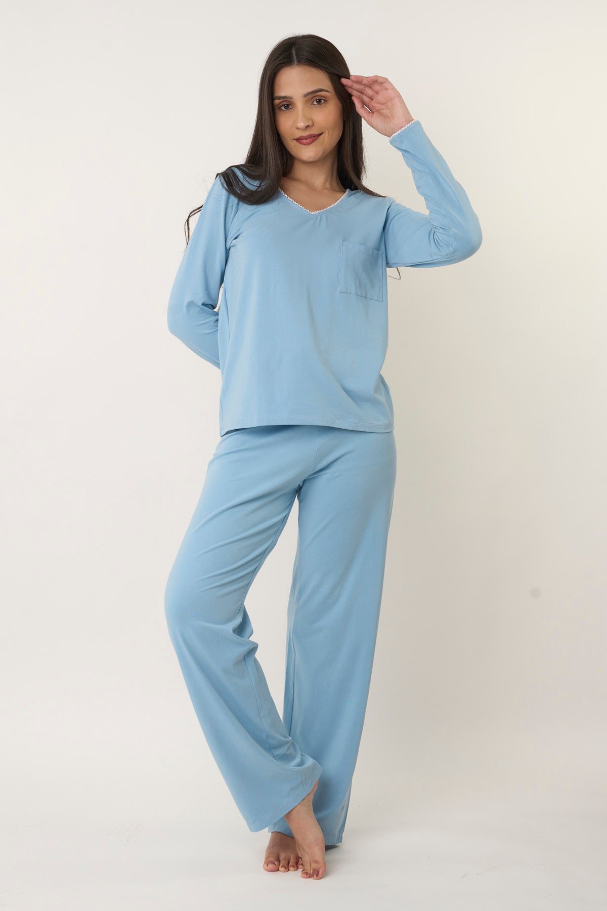 Buy Designer Blue Knitted Pyjama Set Online