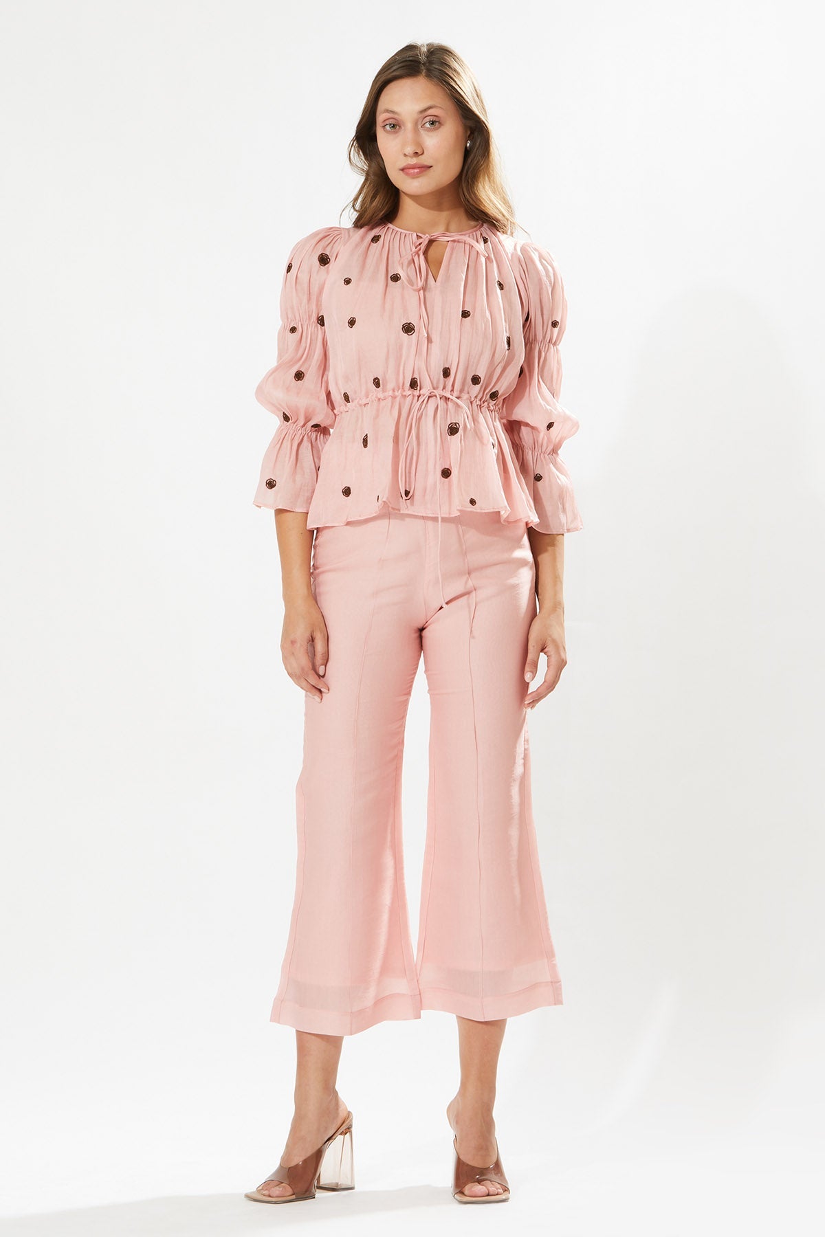 Buy Designer Meadow Blush Pink Embroidered Top for Women at ScrollnShops