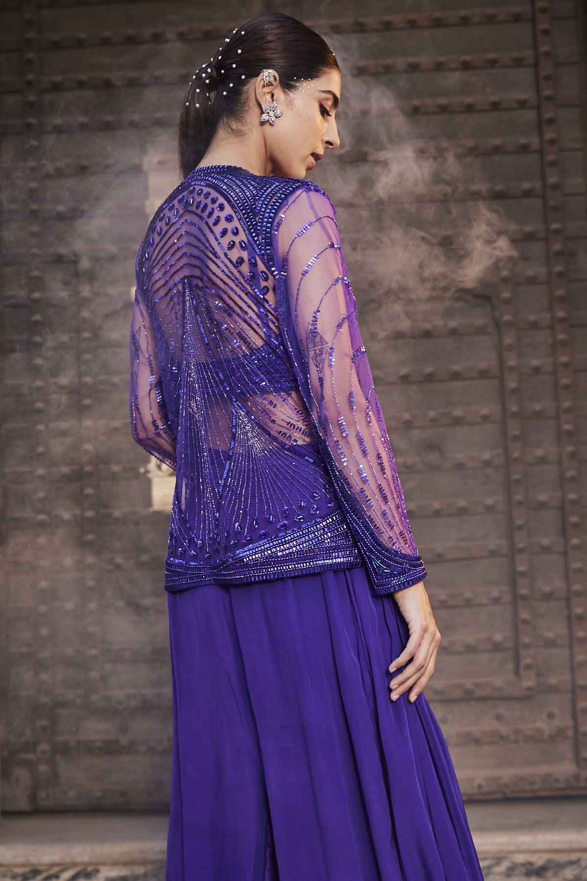 Bright Purple Jacket & Dhoti Set