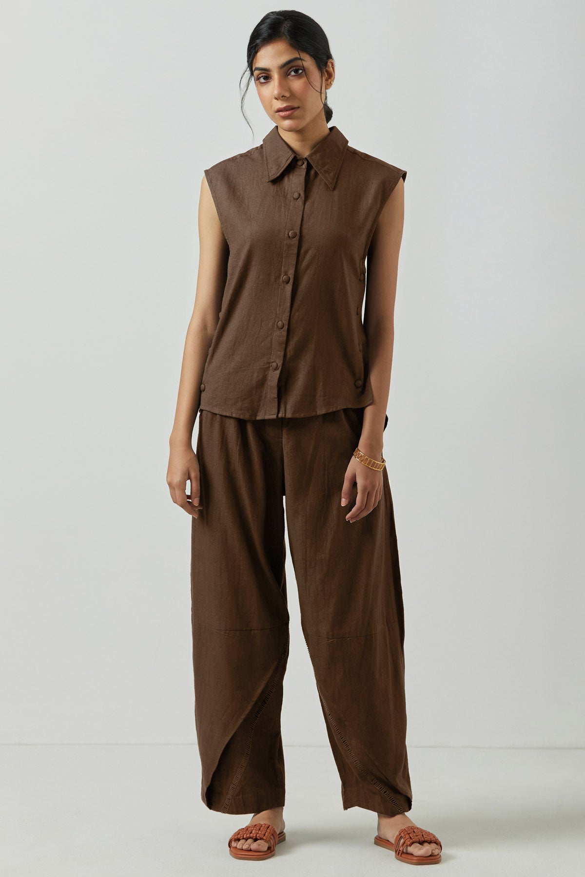 Buy Markkah Studio Brown Cotton Co-ord Set for Women Online at ScrollnShops