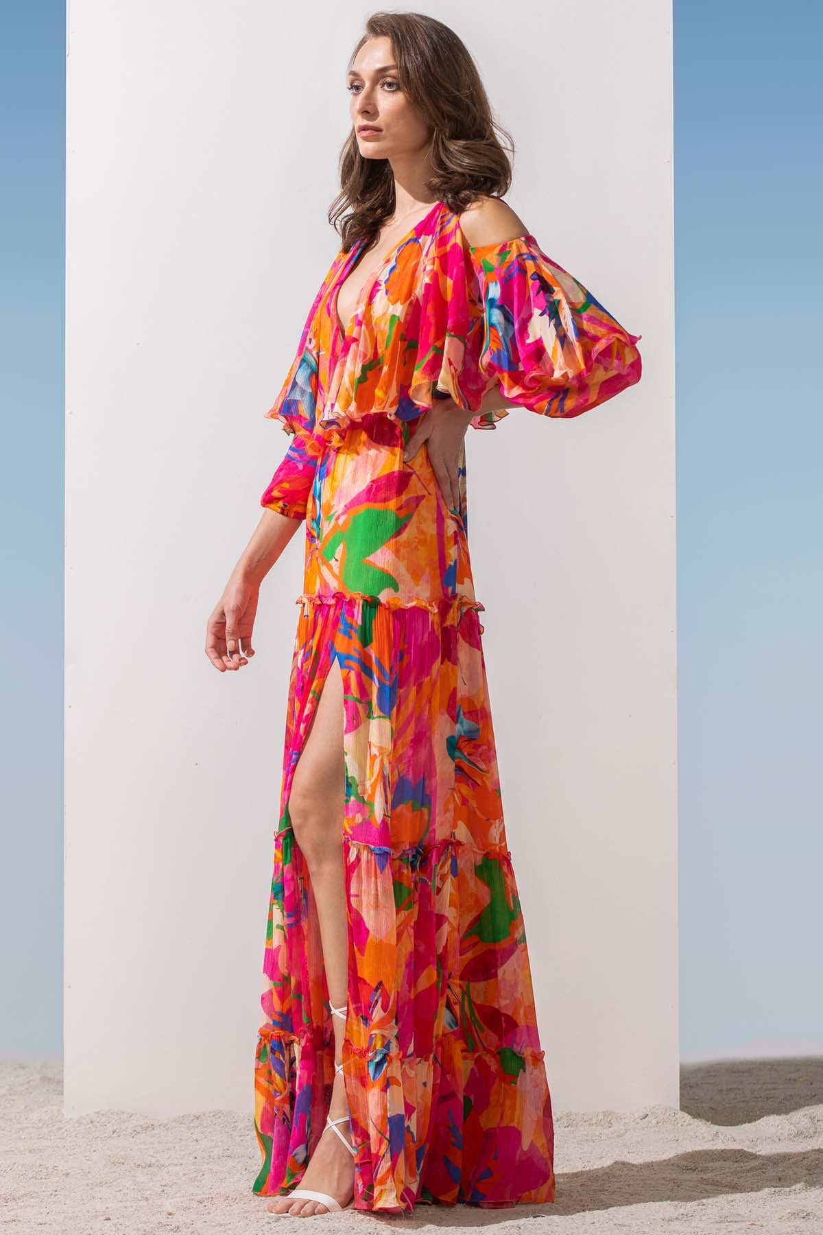 Butterfly Yoke Tiered Dress