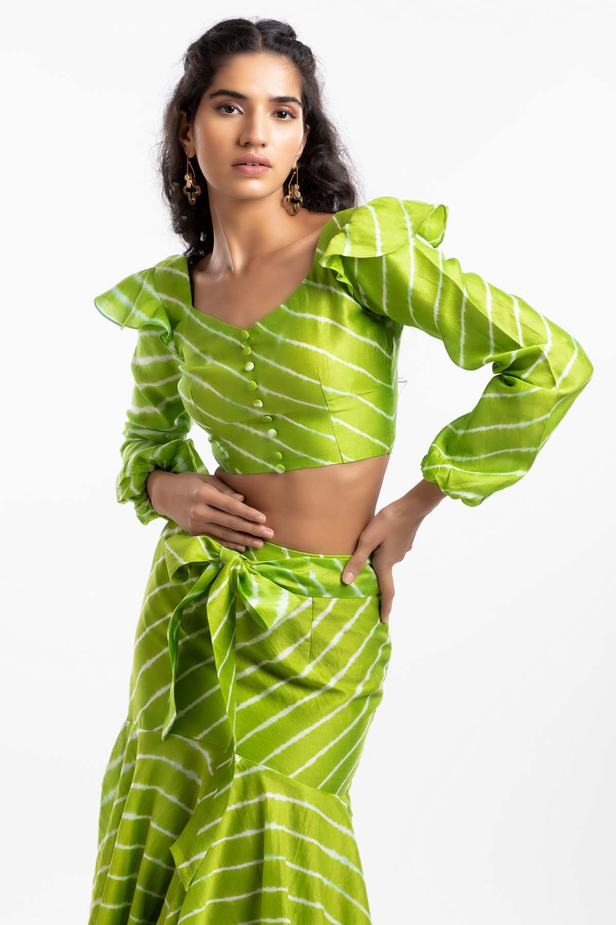 Chanderi Striped Crop Top