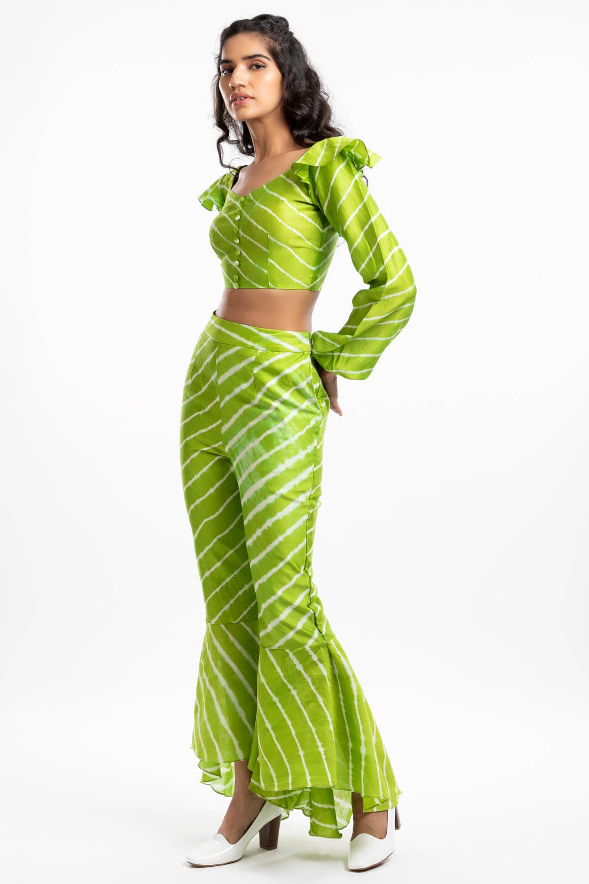 Chanderi Striped Crop Top