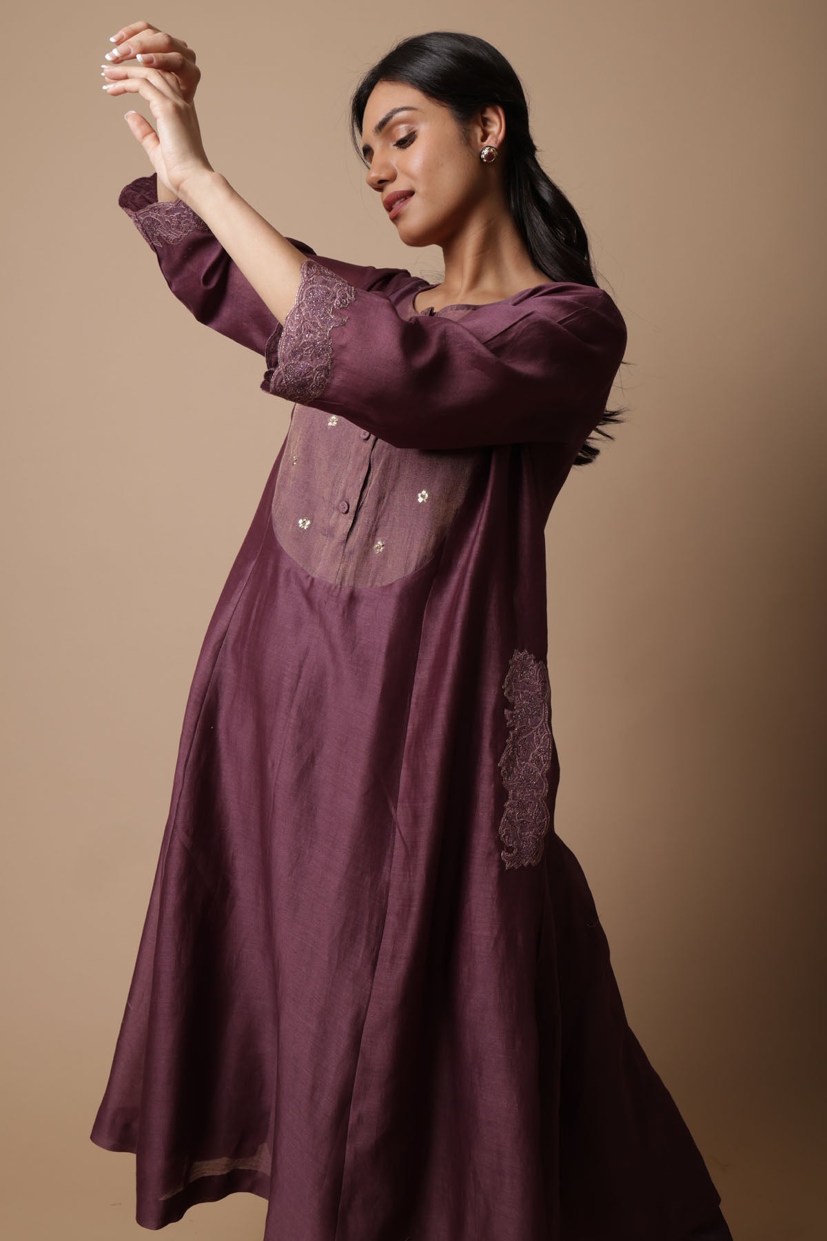 Chanderi Tissue Yolk Kurta Set