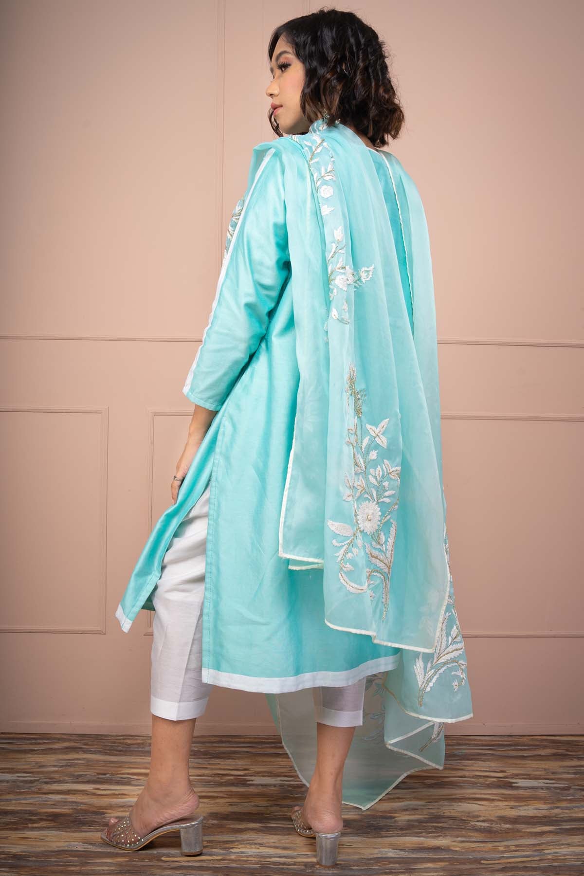 Chanderi Embroidered Kurta Set