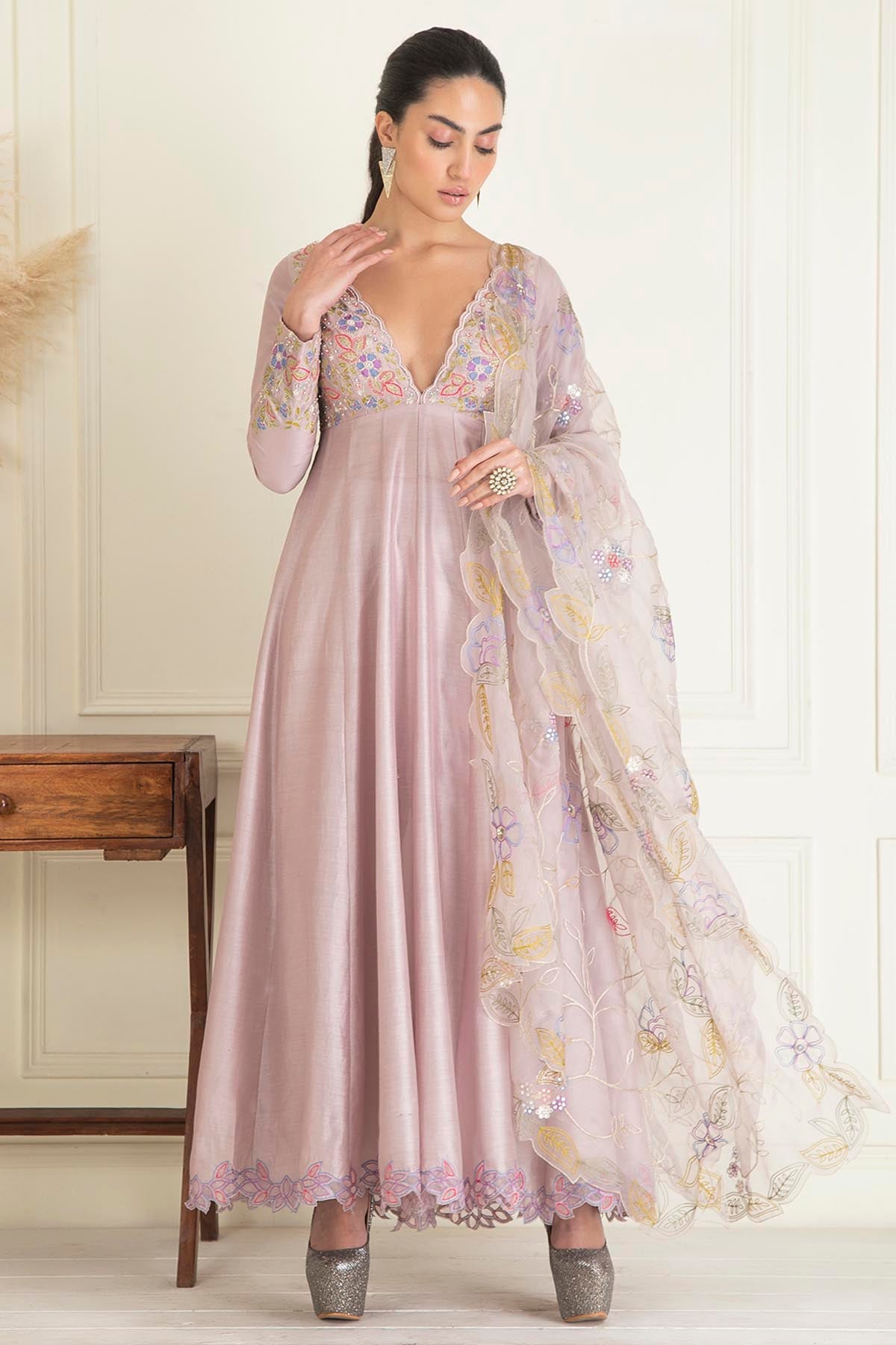 Chanderi Handcrafted Anarkali Set