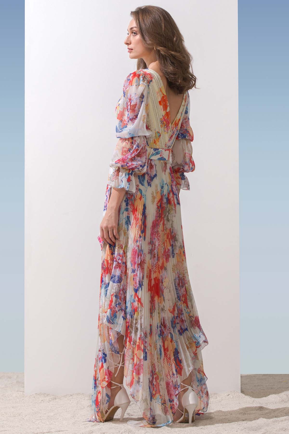 Chiffon Printed Belted Dress