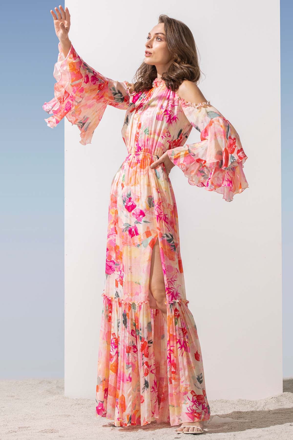 Chiffon Printed Side Slit Dress