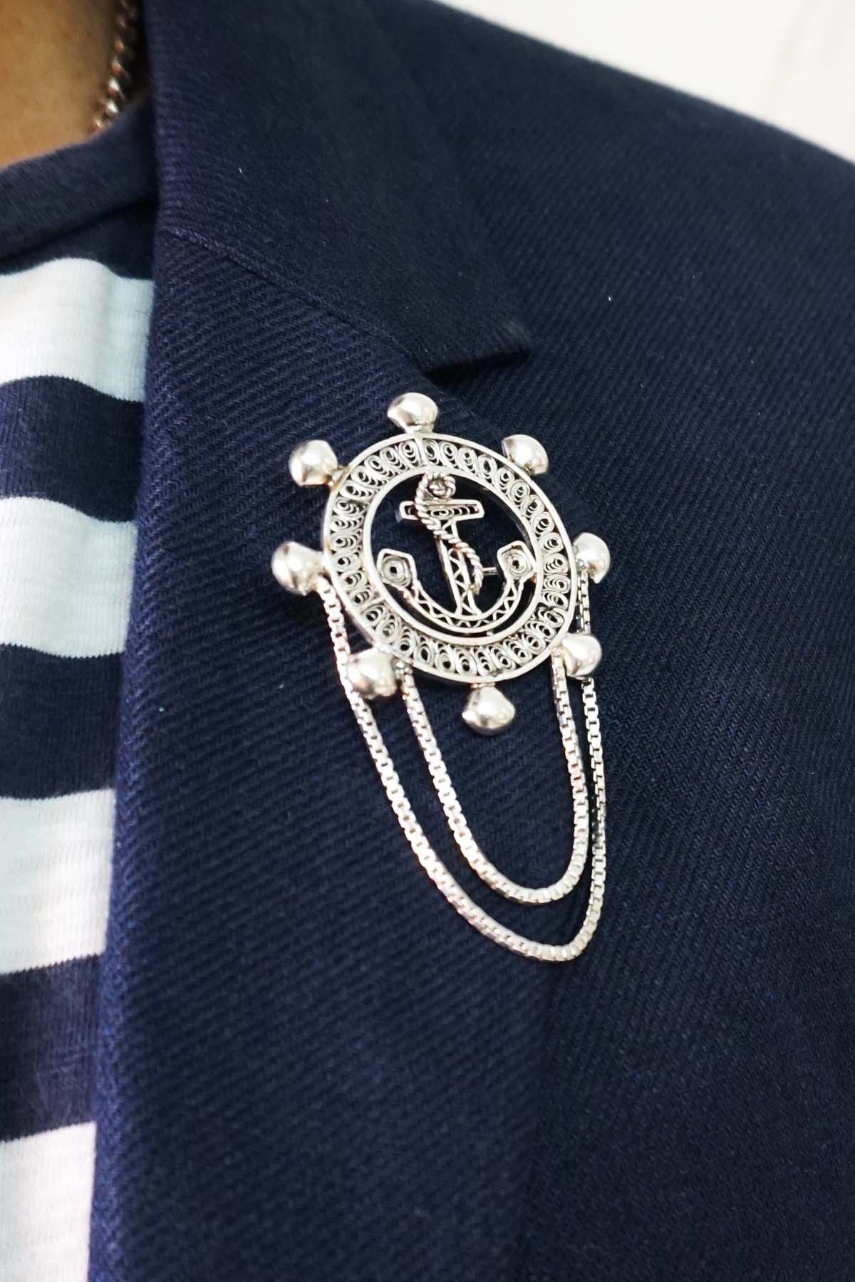 Buy Classic Silver Anchor Brooch Online