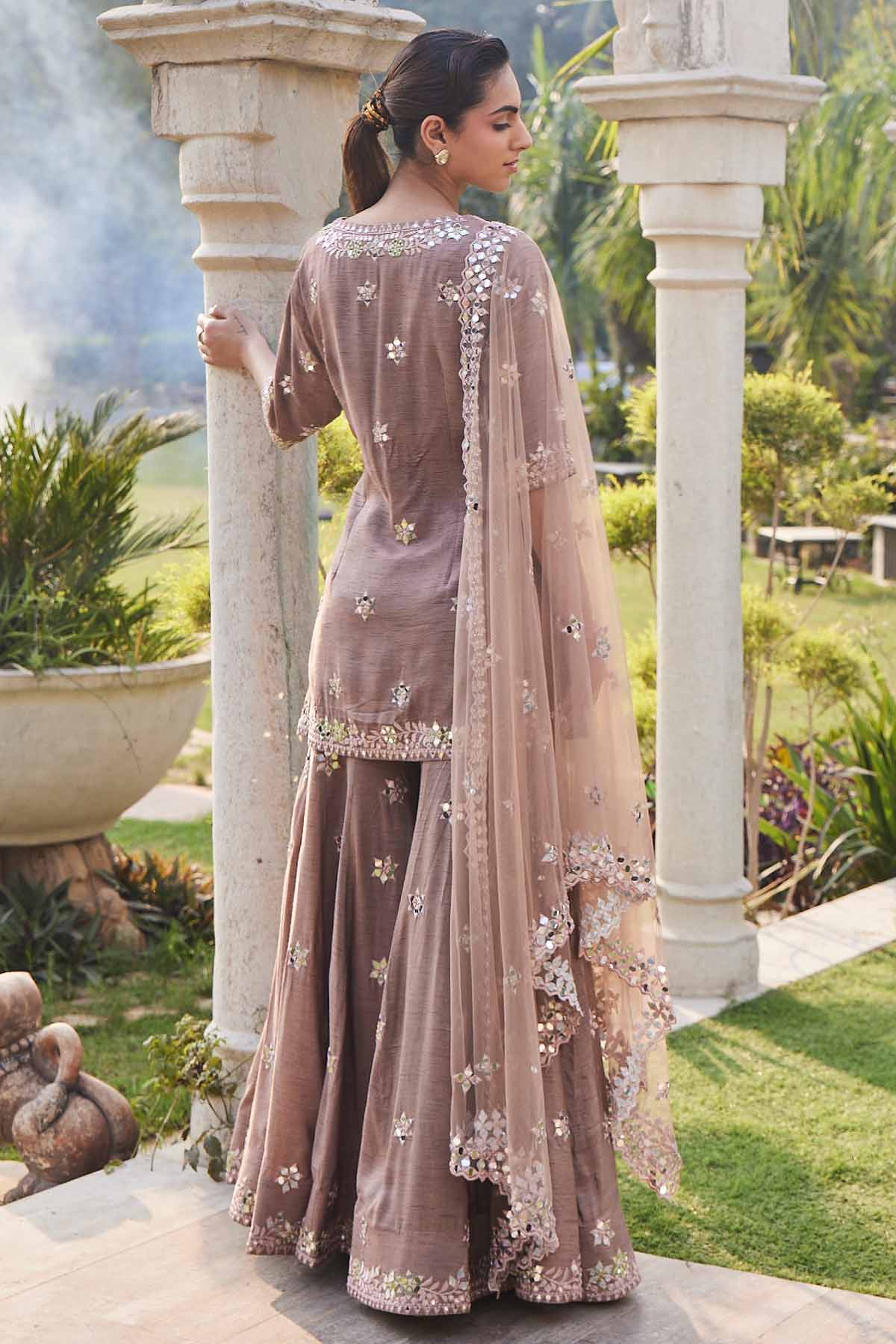 Coffee Embellished Kurta Set