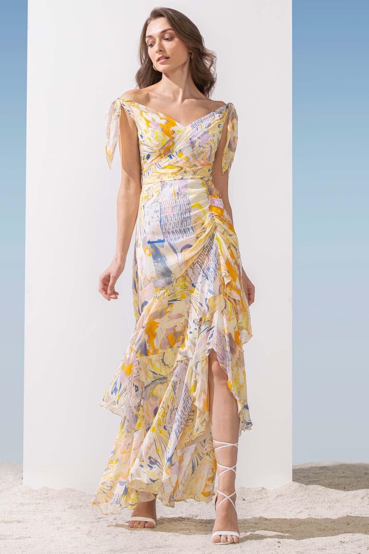 Buy Cold Shoulder Ruched Dress by Mandira Wirk