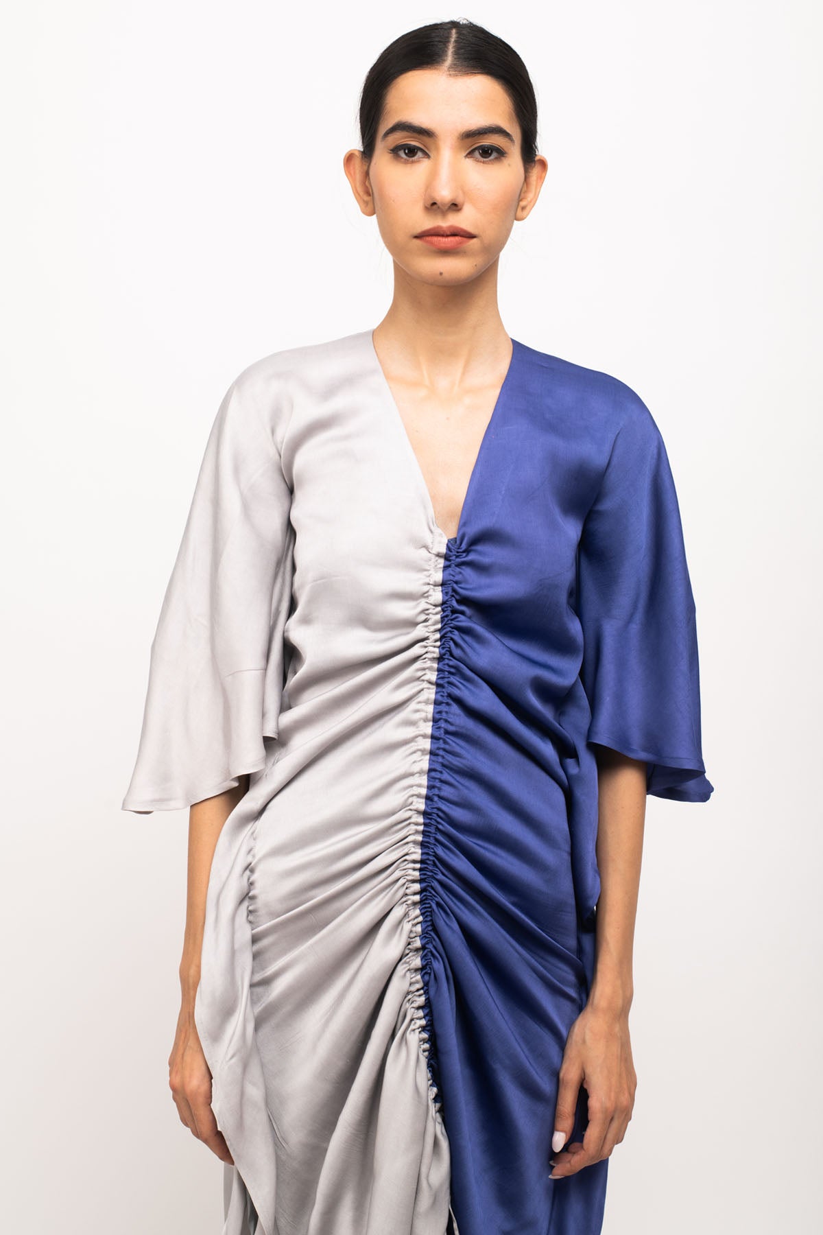 Color Blocked Adjustable Ruched Kaftan