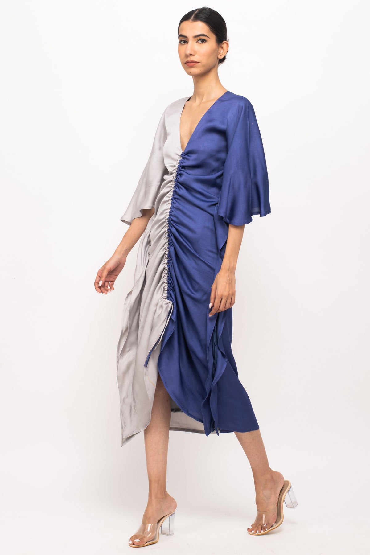 Color Blocked Adjustable Ruched Kaftan