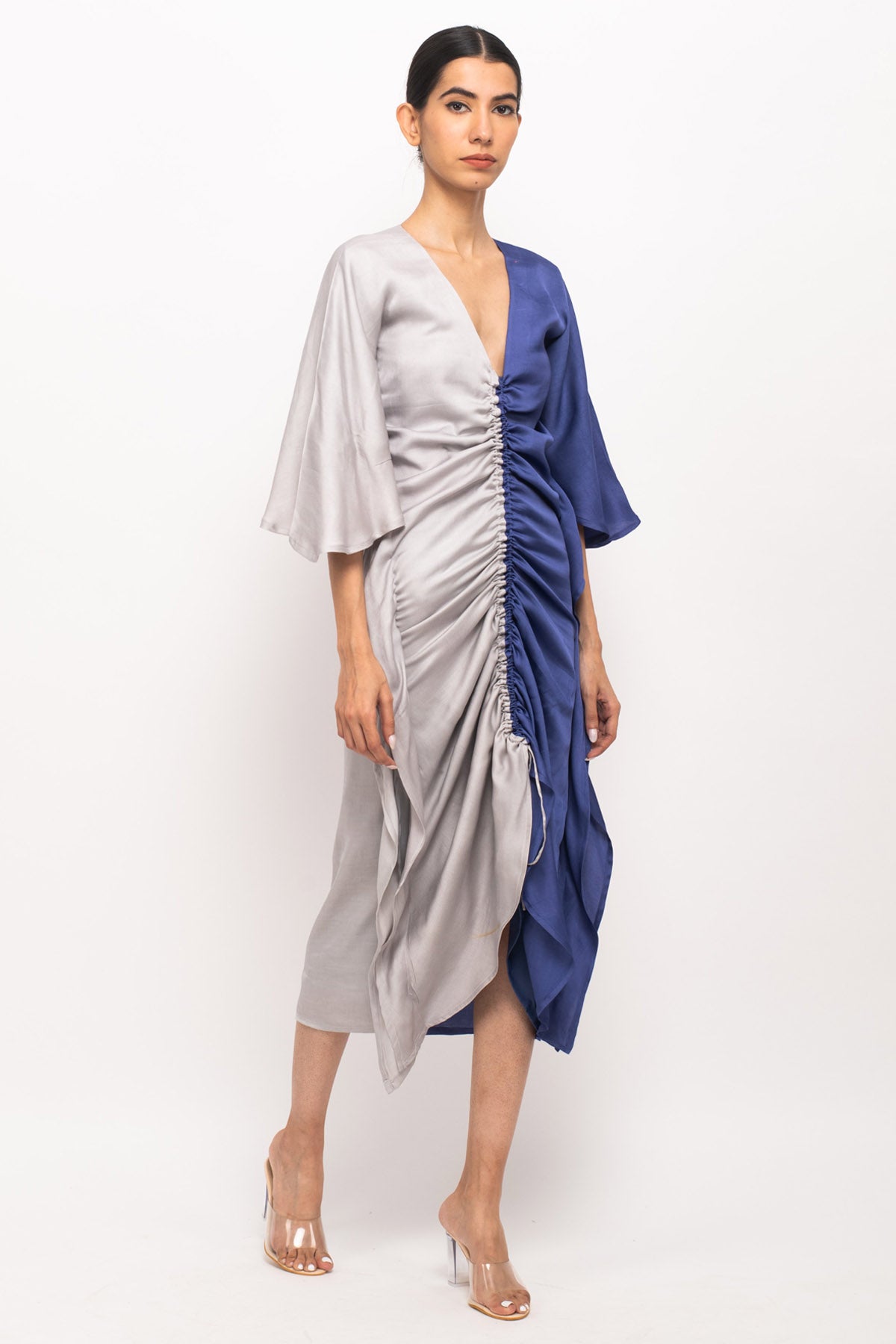 Color Blocked Adjustable Ruched Kaftan