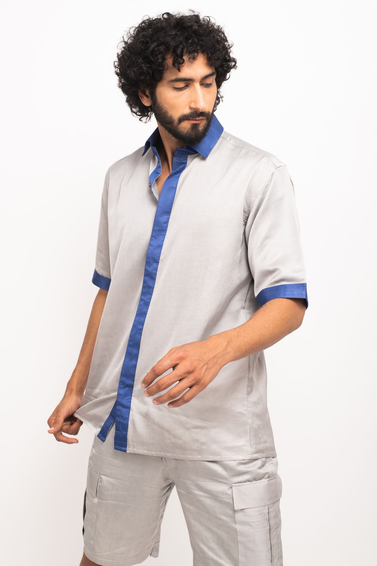 Color Blocked Collar Panelled Shirt