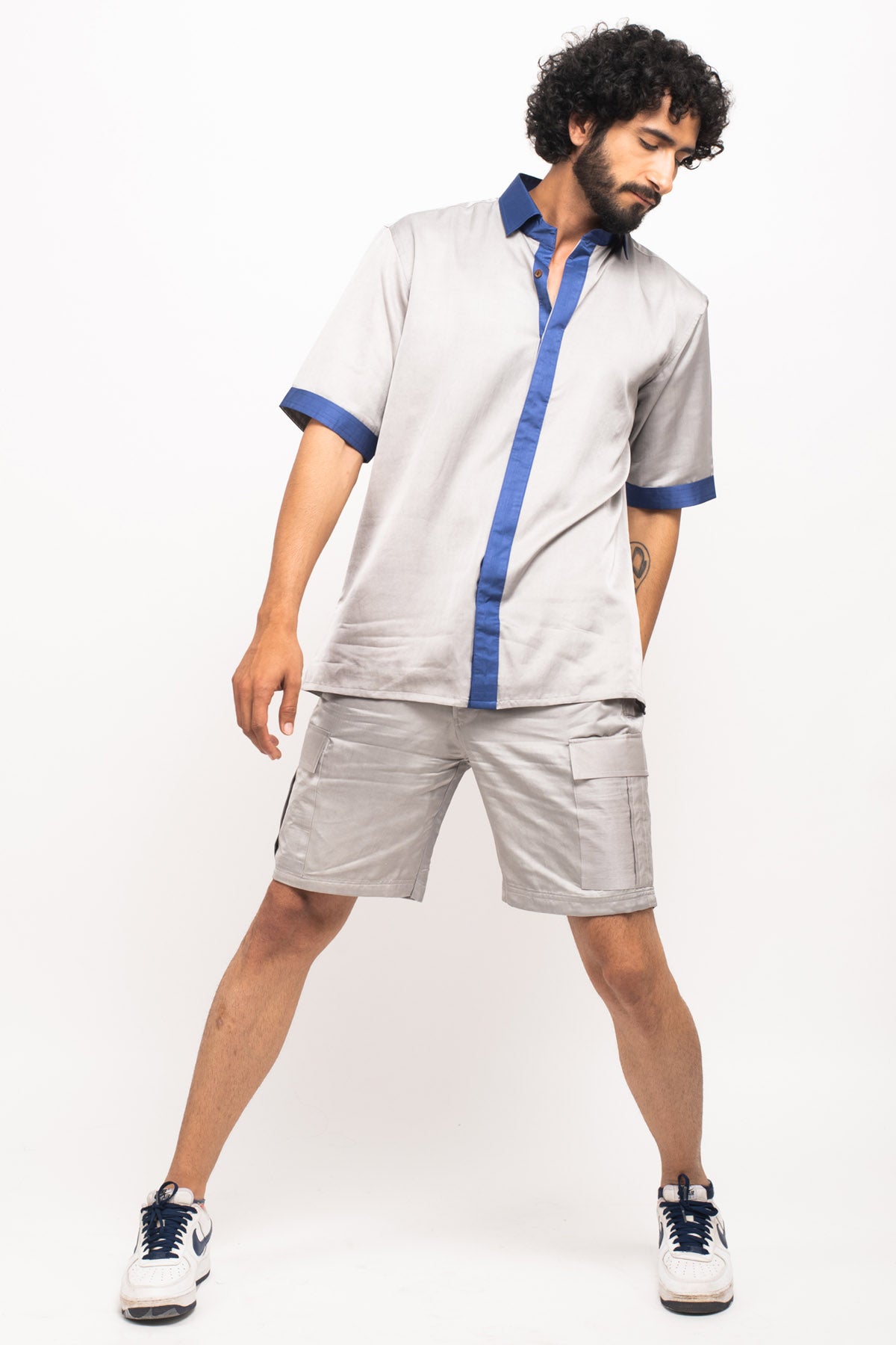 Color Blocked Collar Panelled Shirt