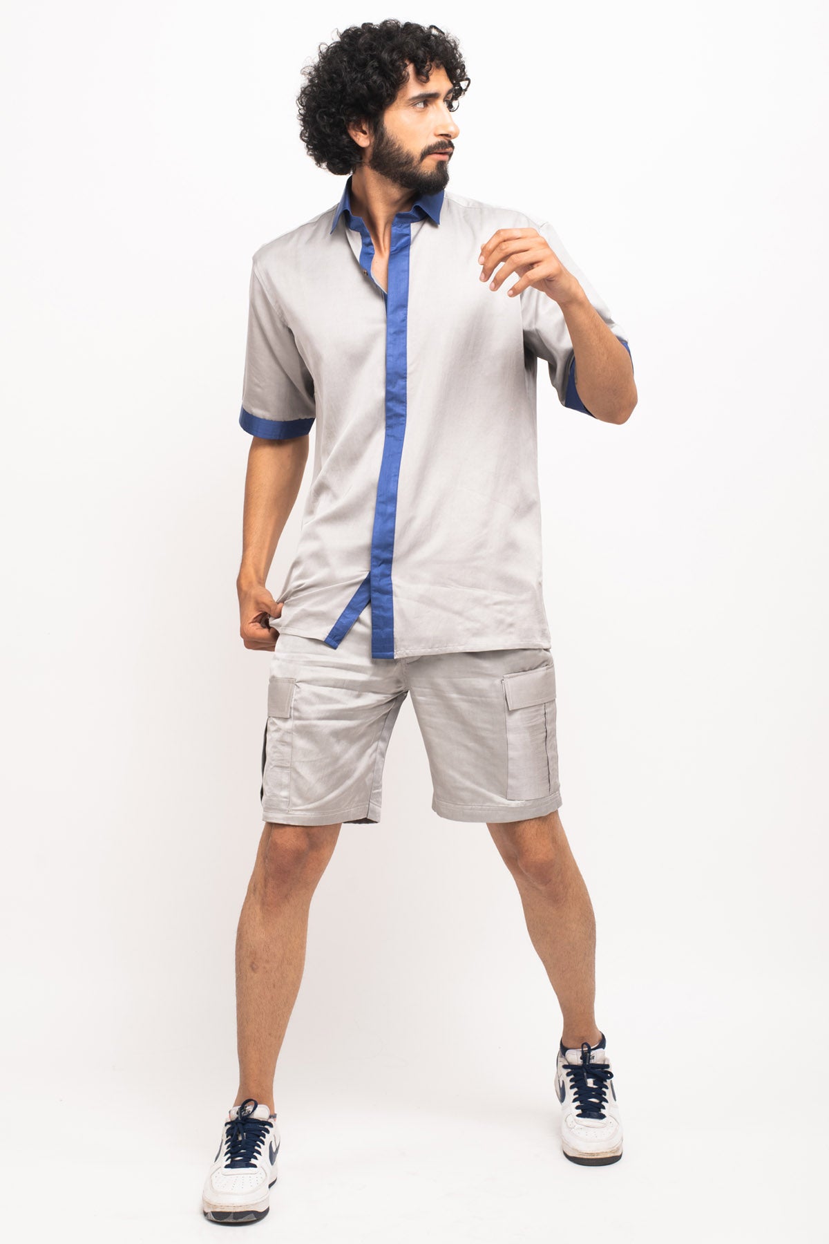 Color Blocked Collar Panelled Shirt