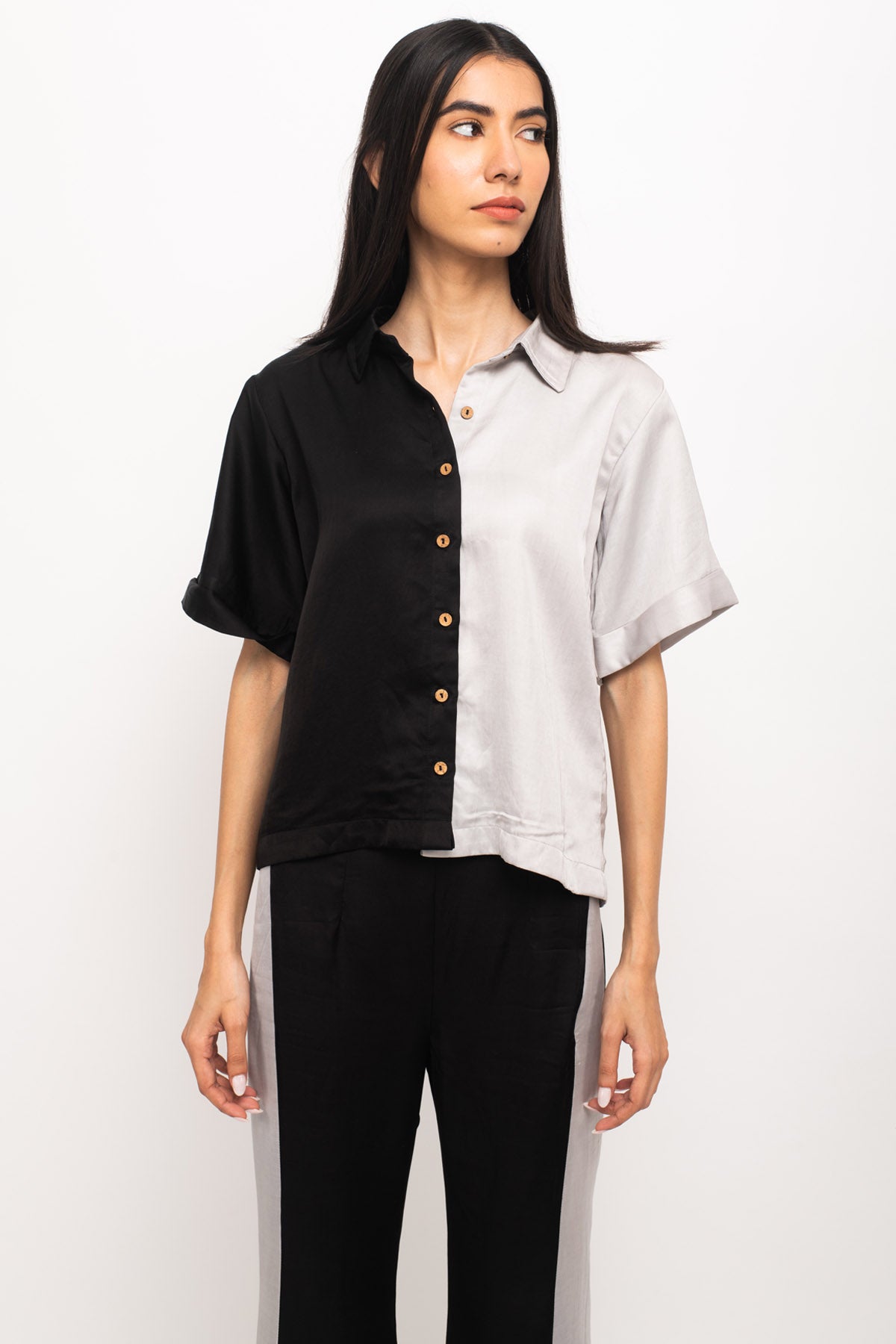 Color Blocked Solid Texture Co-ord Set