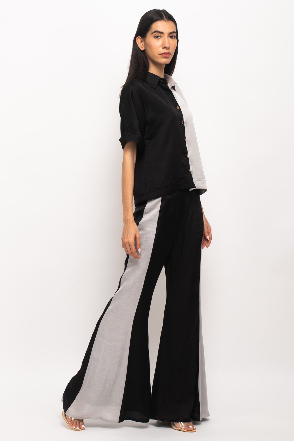 Color Blocked Solid Texture Co-ord Set