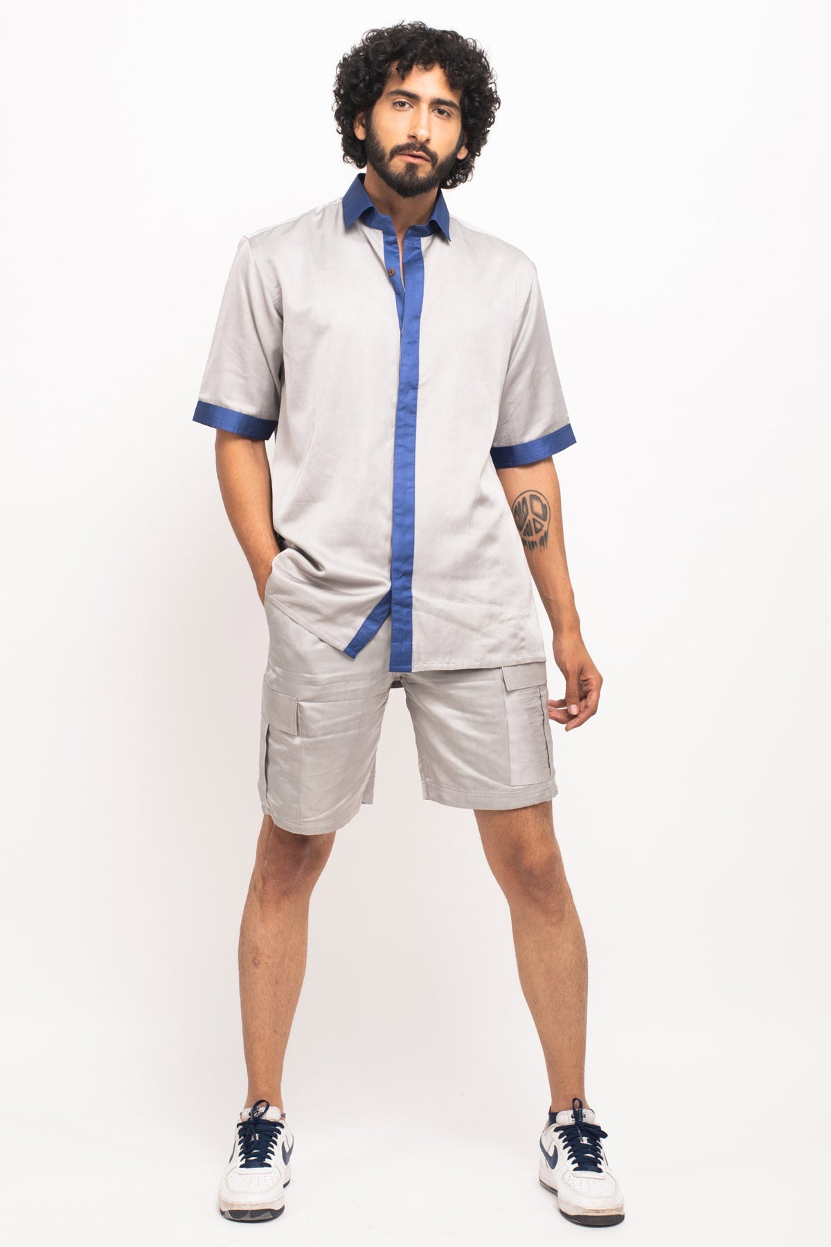 Buy Neora by Nehal ChopraColor Blocked Collar Panelled Shirt for Men Online