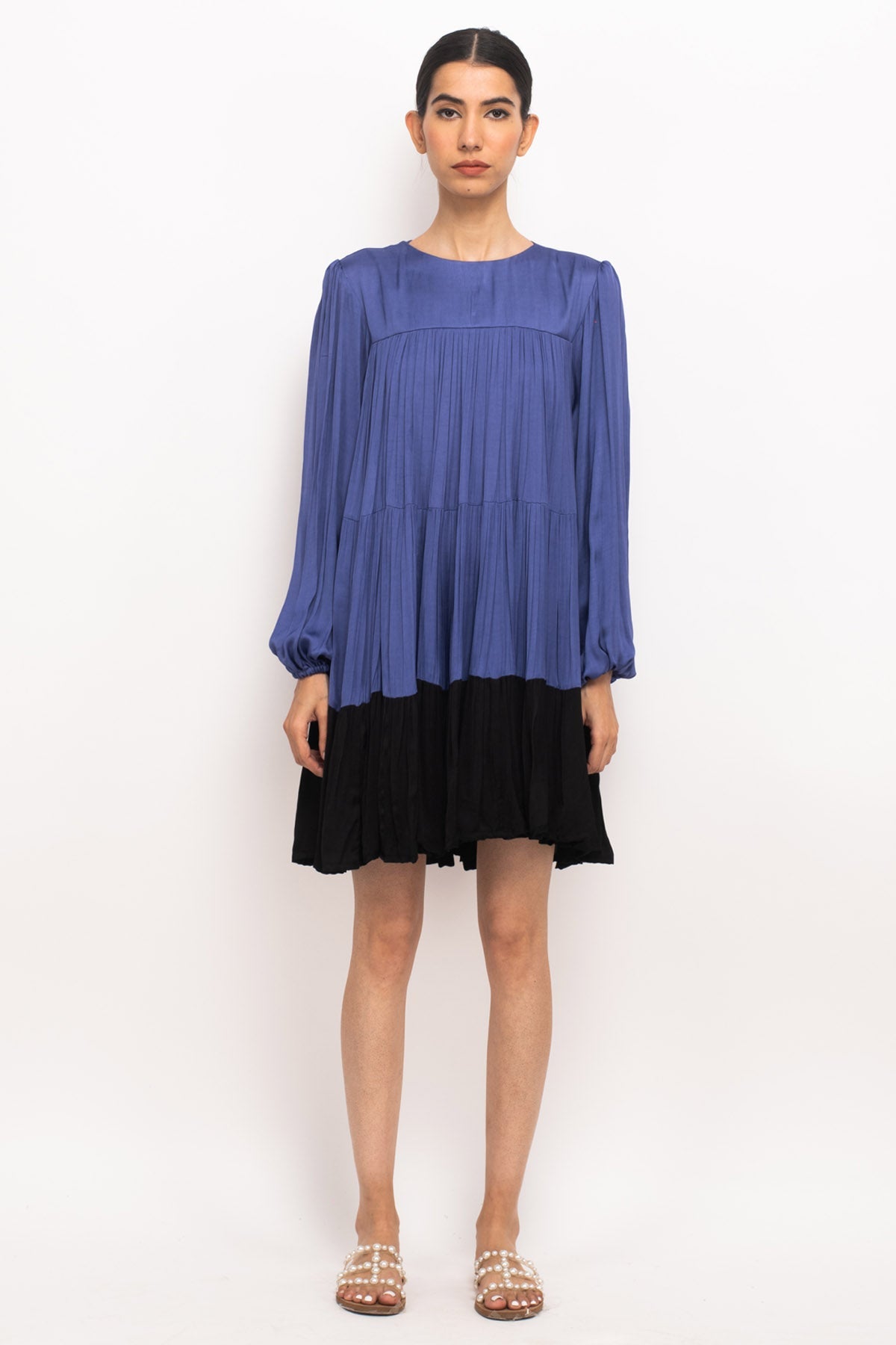 Buy Neora by Nehal ChopraColor Blocked Gathered Short Dress for Women Online