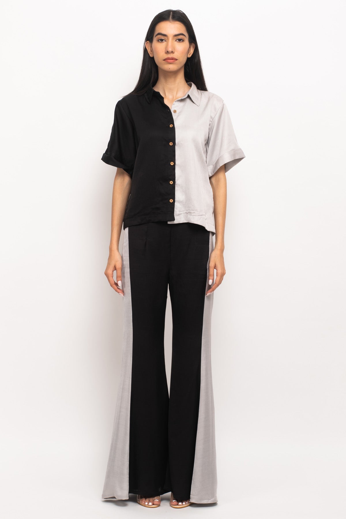 Buy Neora by Nehal ChopraColor Blocked Solid Texture Co-ord Set for Women Online