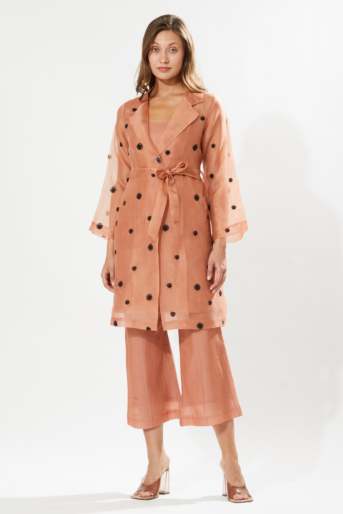 Buy Designer Meadow Coral Embroidered Tunic Set for Women at ScrollnShops