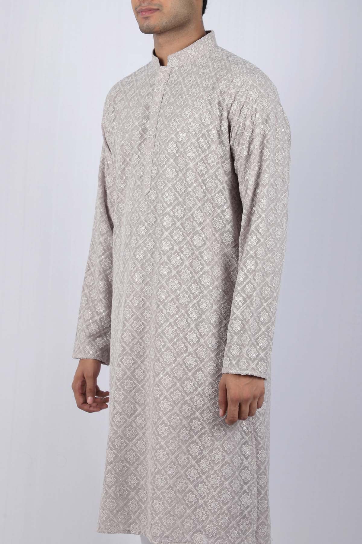 Cotton Floral Embroidered Kurta Set