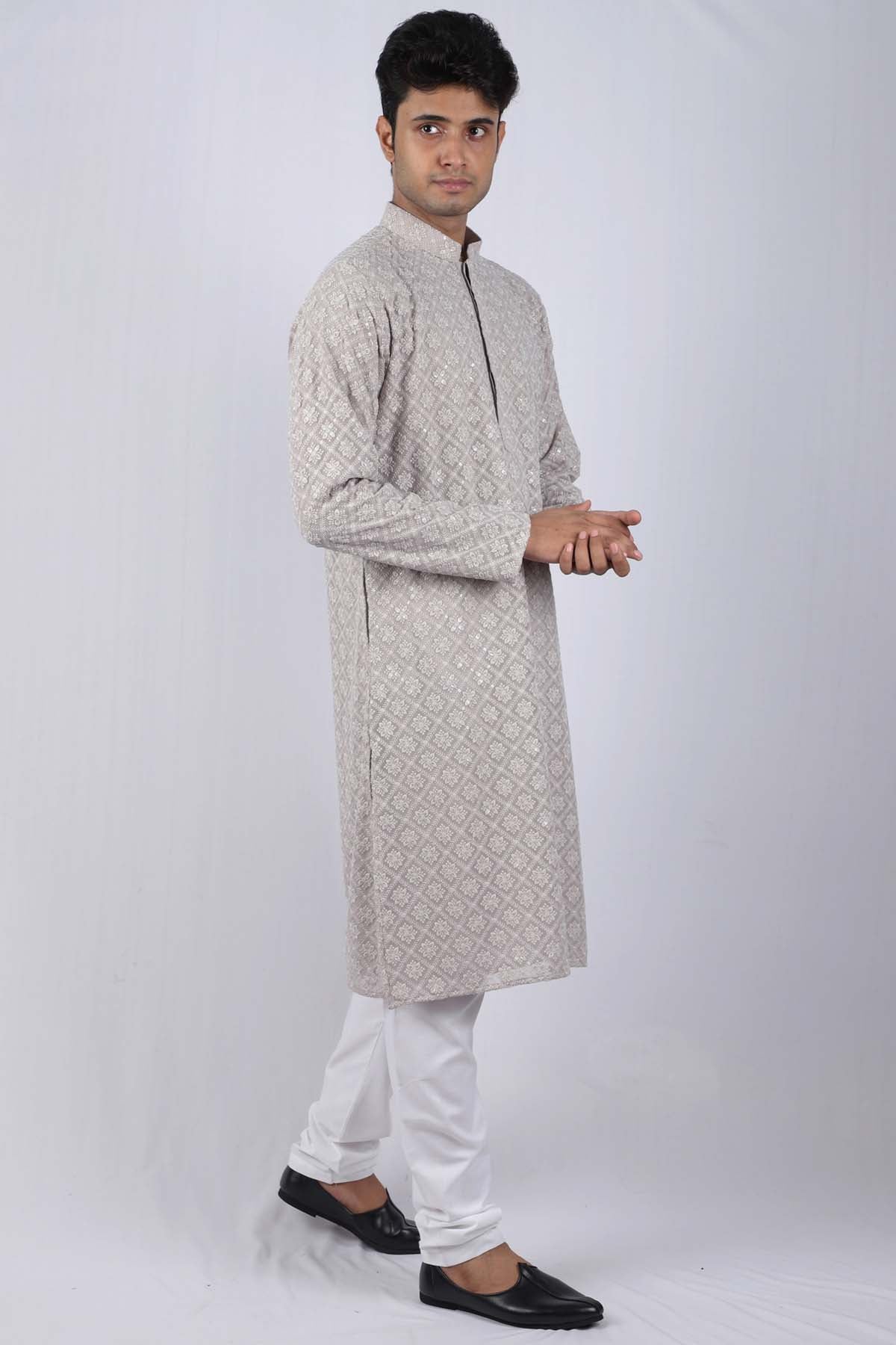 Cotton Floral Embroidered Kurta Set