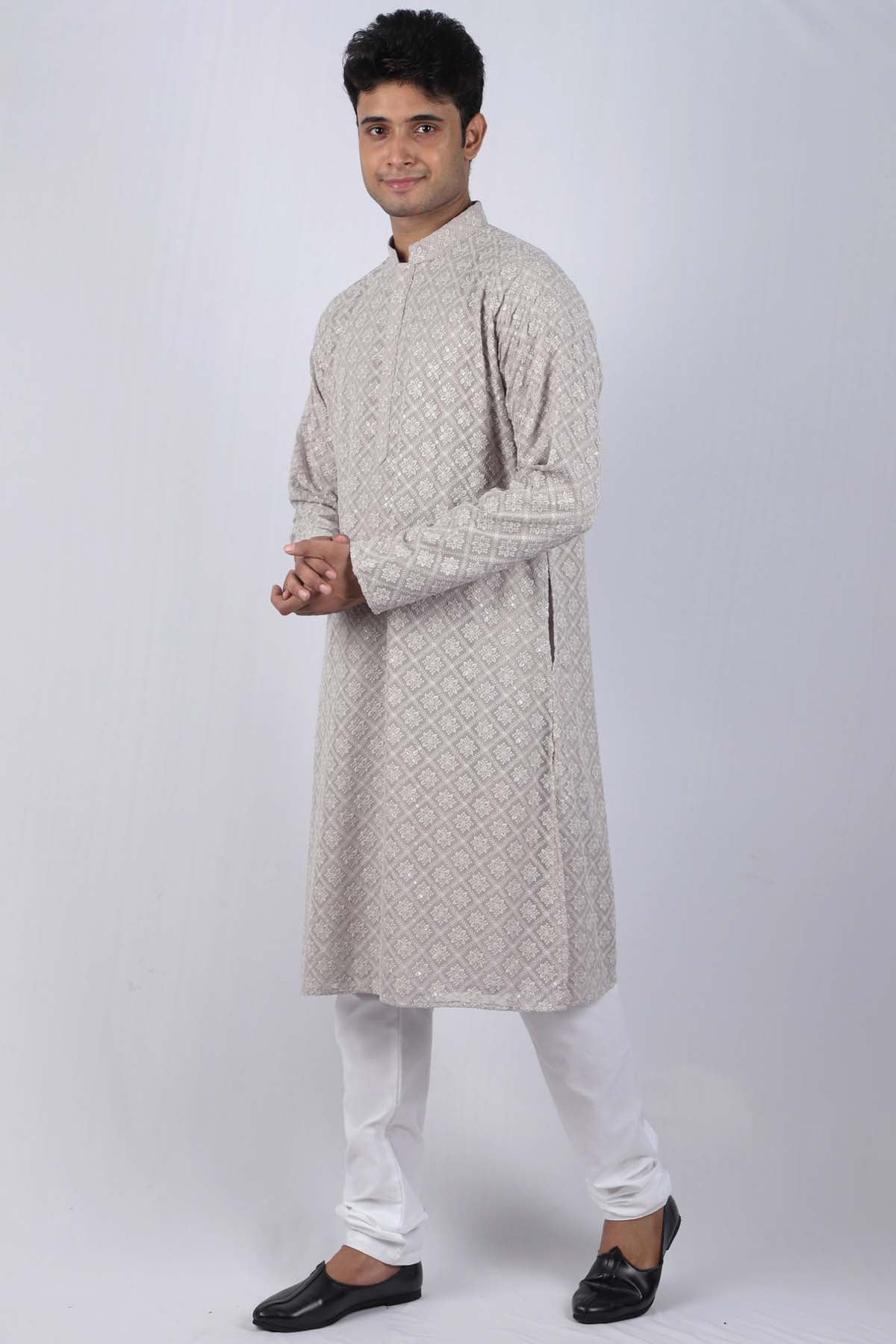 Cotton Floral Embroidered Kurta Set
