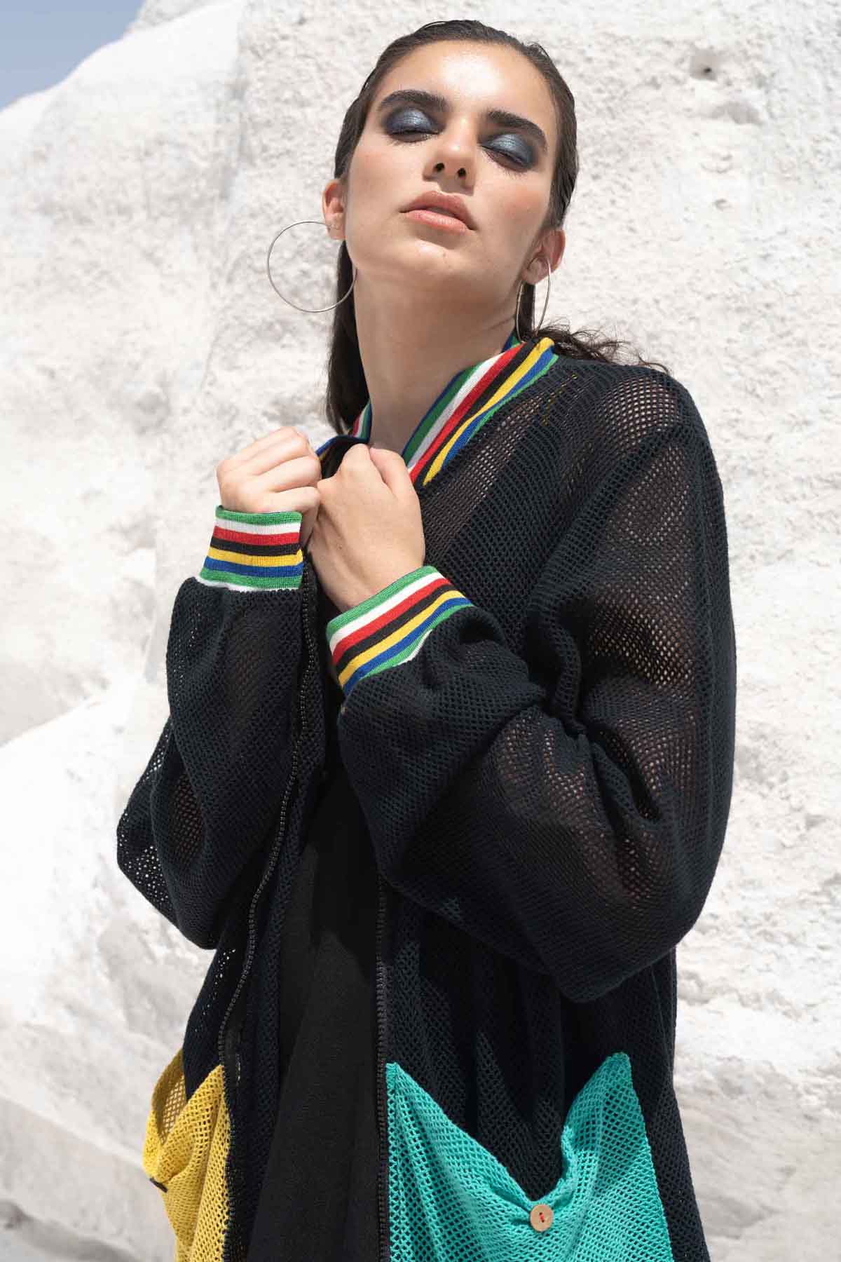 Cotton Net Long Jacket