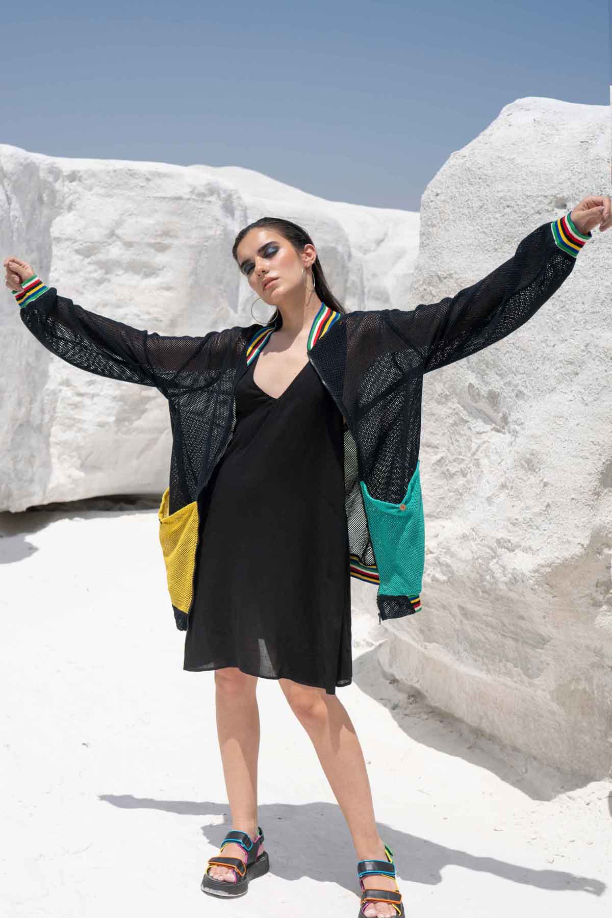 Buy Cotton Net Long Jacket By Beachbum Online