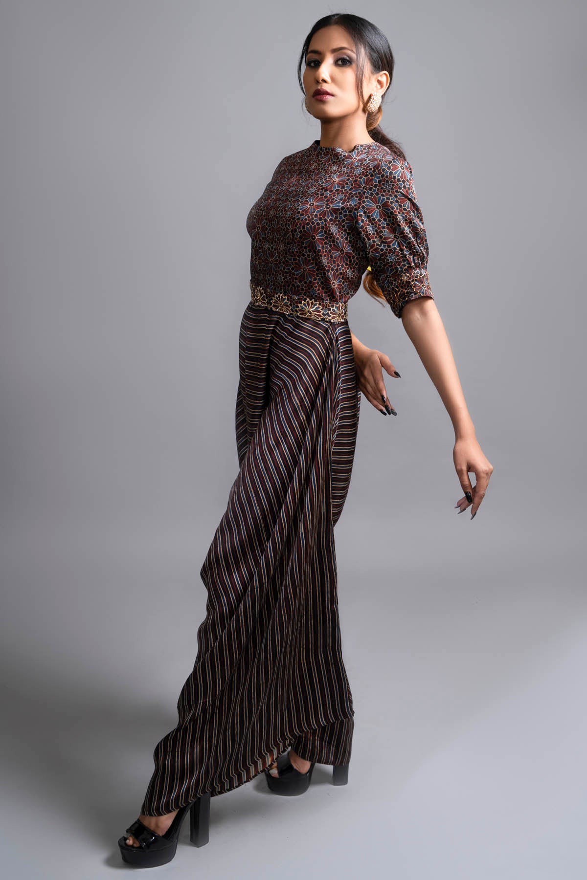 Cowl Pattern Zardozi Jumpsuit