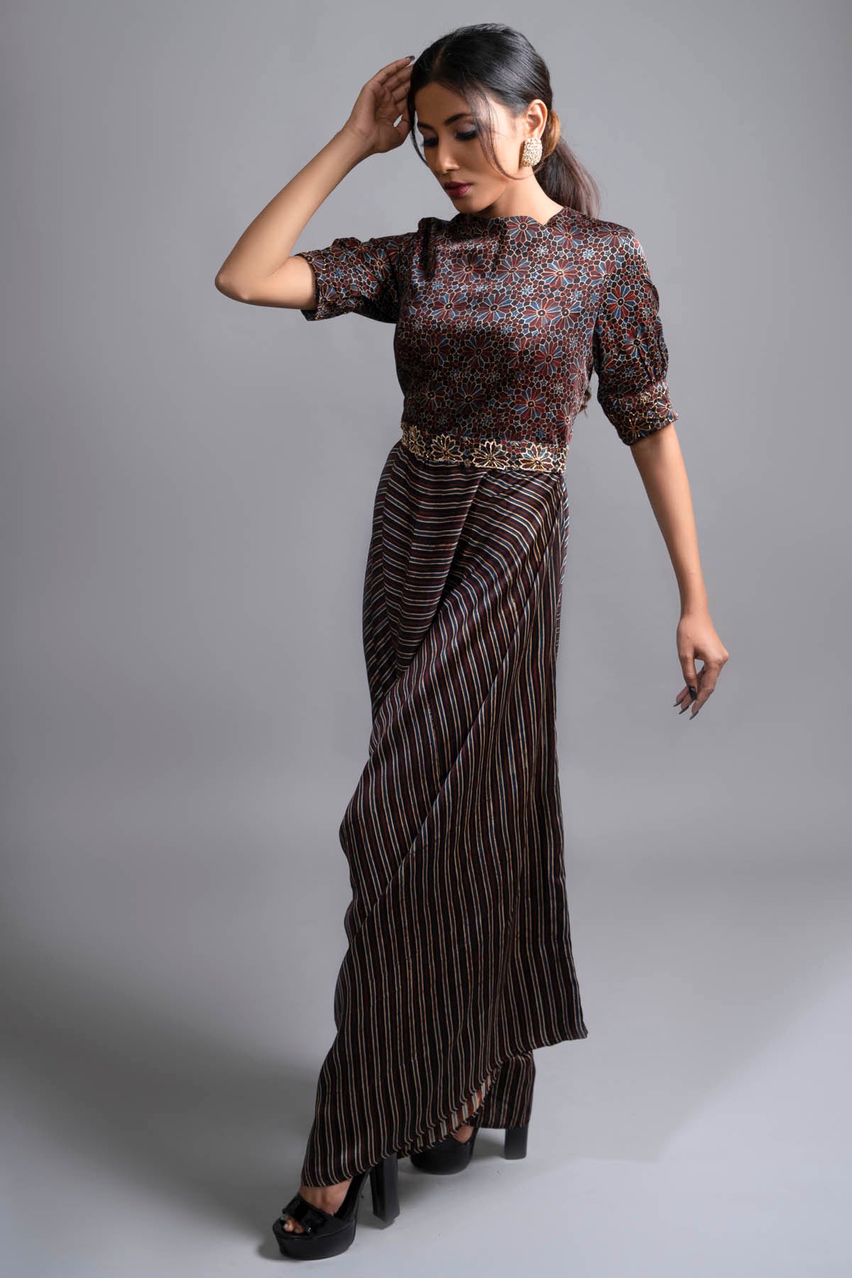 Cowl Pattern Zardozi Jumpsuit