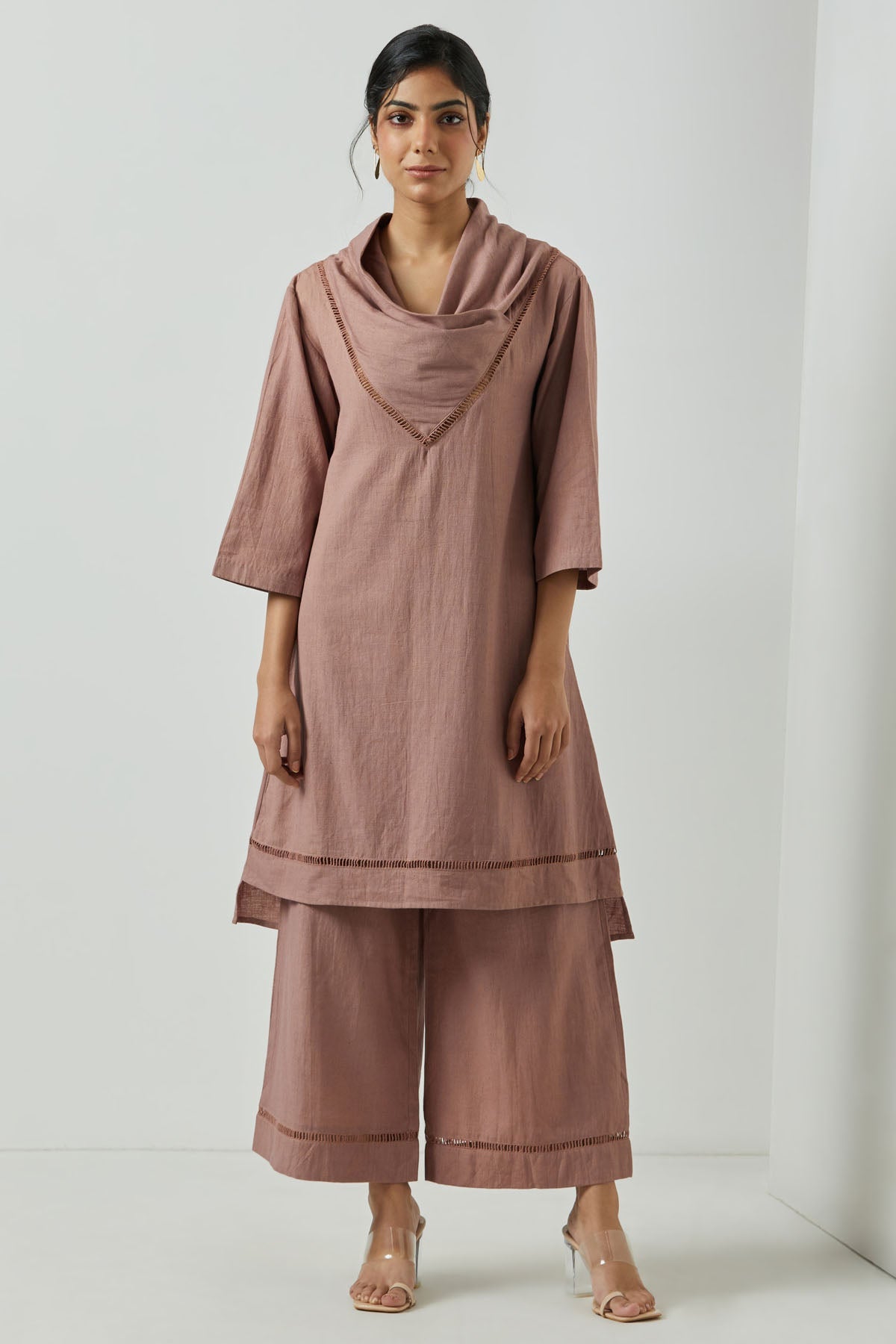 Buy Markkah Studio Cowl Drape Pale Mauve Tunic for Women Online at ScrollnShops