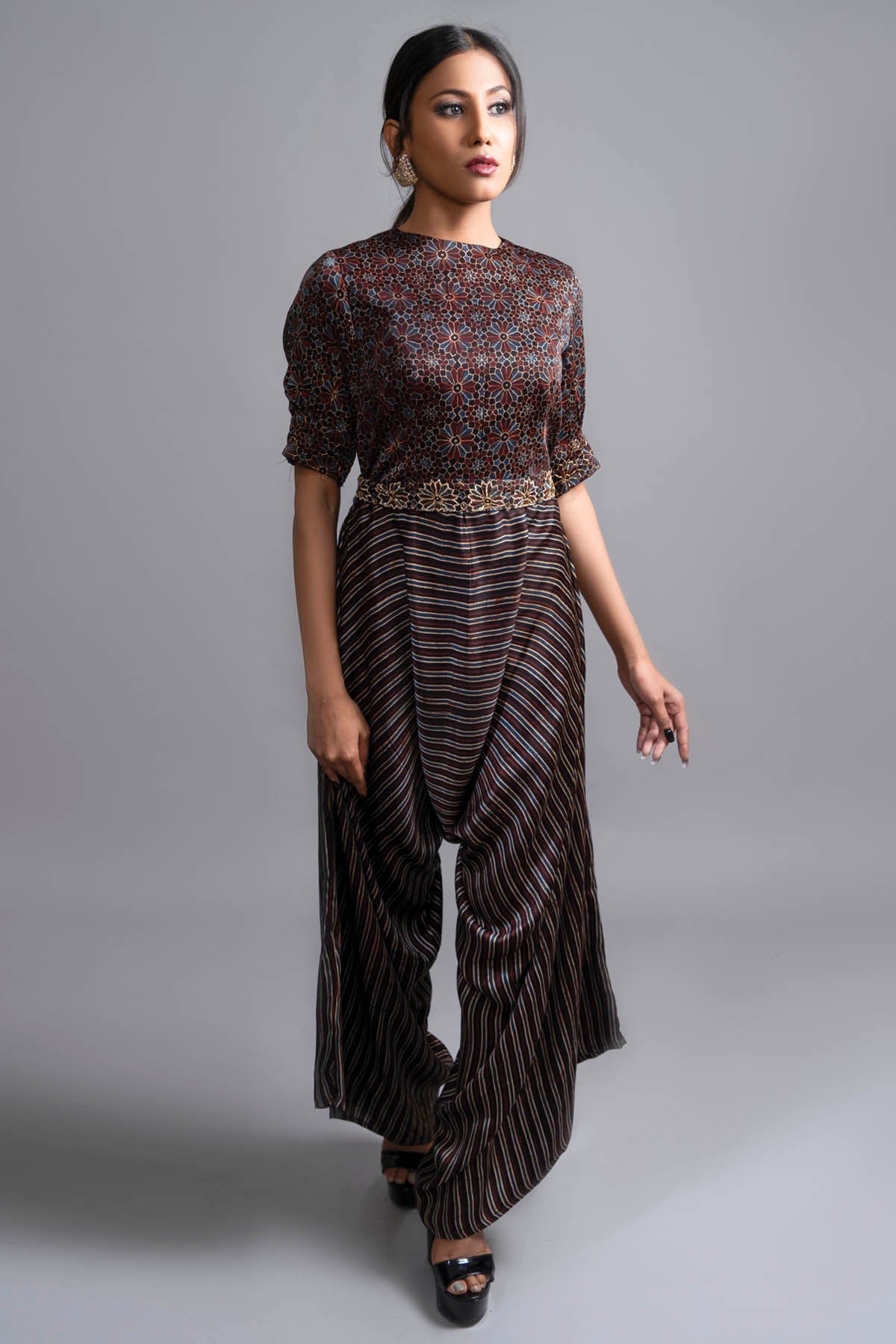 Cowl Pattern Zardozi Jumpsuit