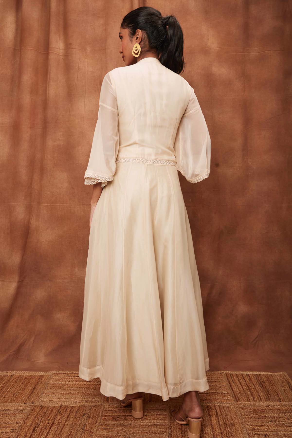 Cream Silk Pintuck Top & Pants