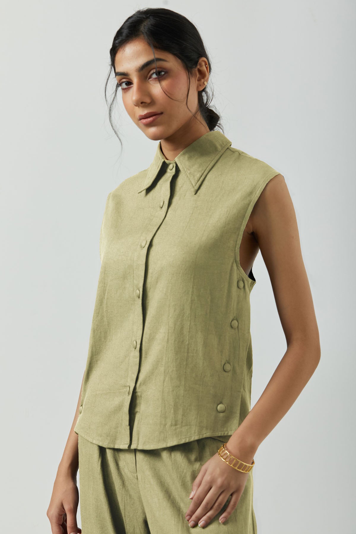 Buy Markkah Studio Cream beige Sleeveless Top for Women Online at ScrollnShops