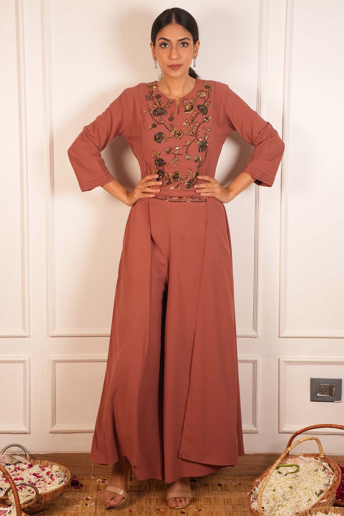 Crepe Cocoa Co-ord Set