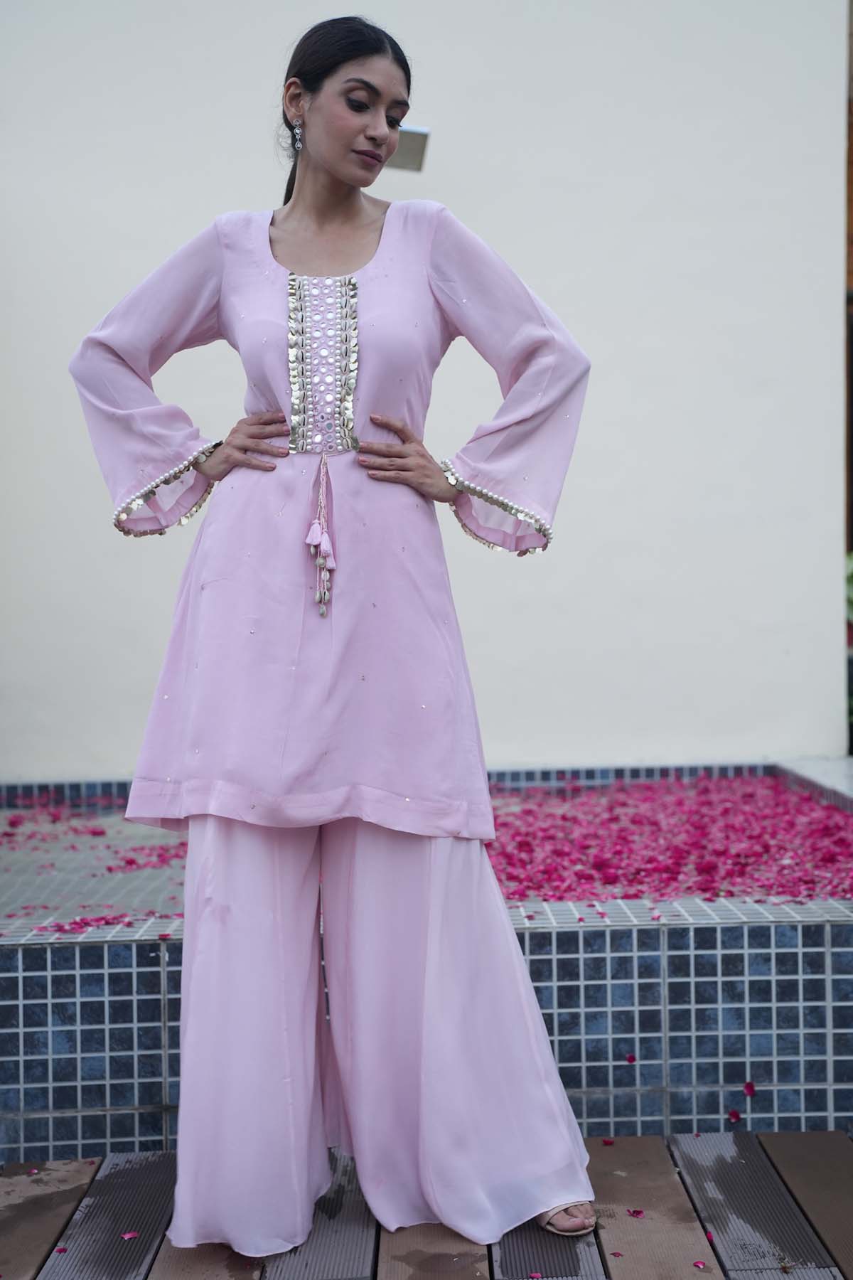 Crepe Wide Palazzo Pants