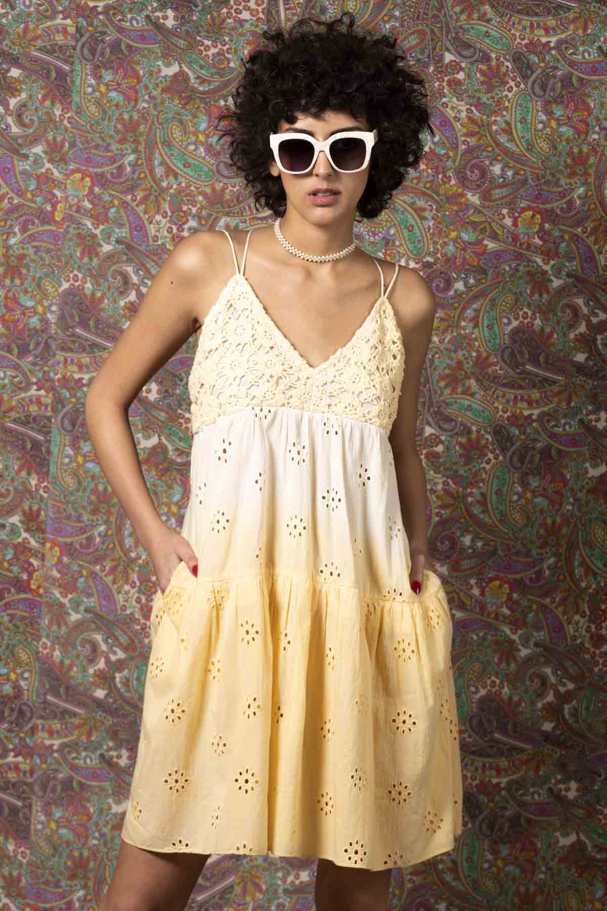 Buy Crochet Strappy Cotton Dress By Beachbum Online