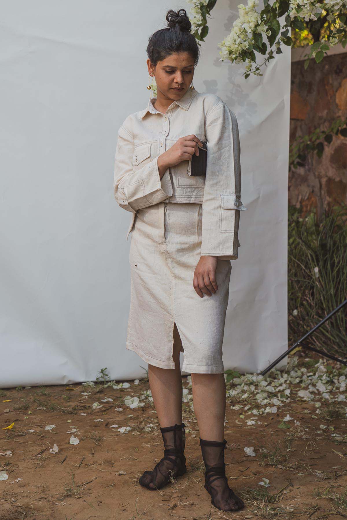 Buy Designer Cropped Jacket & Slit Skirt Set By Lafaani