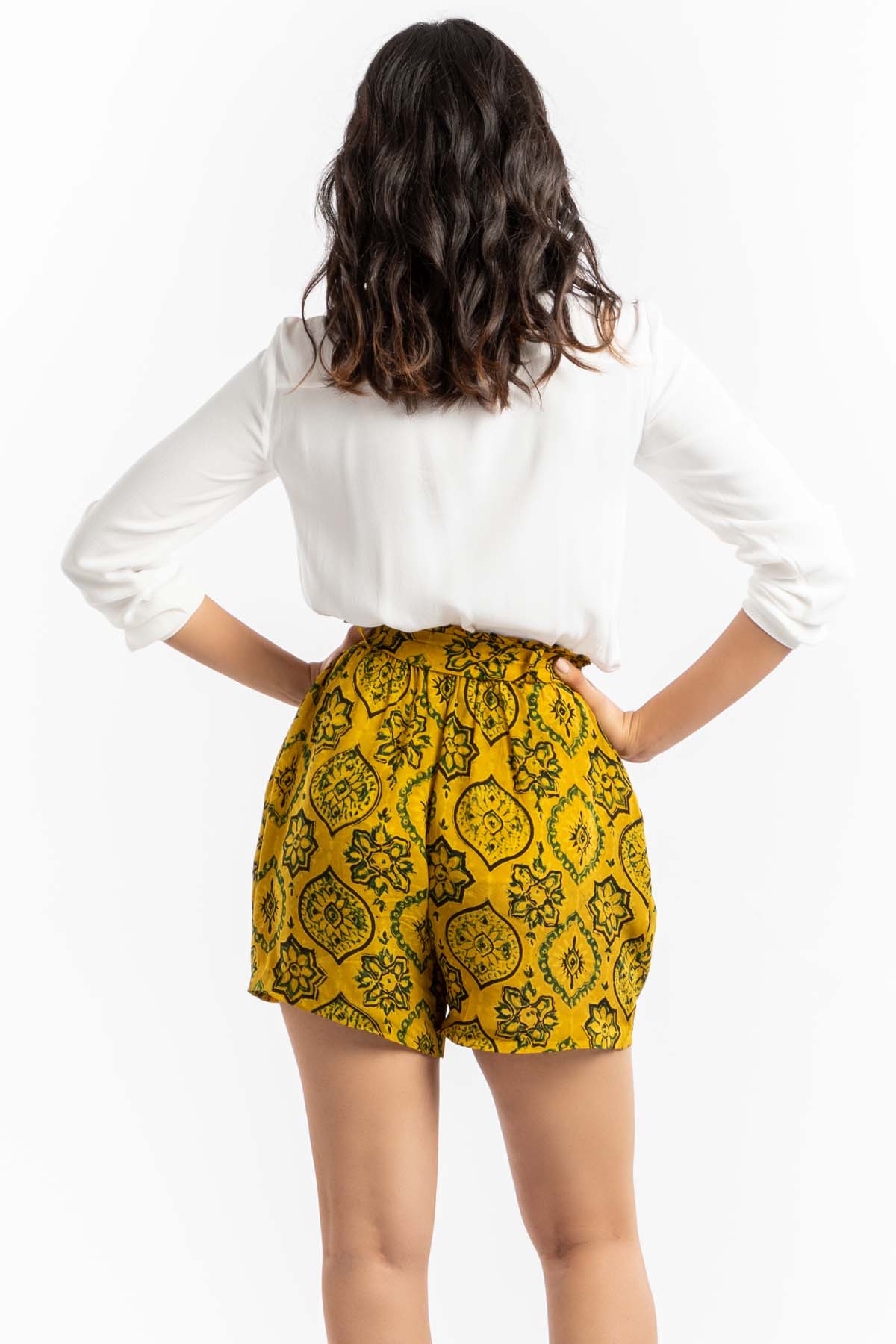Cupro Handprinted Shorts