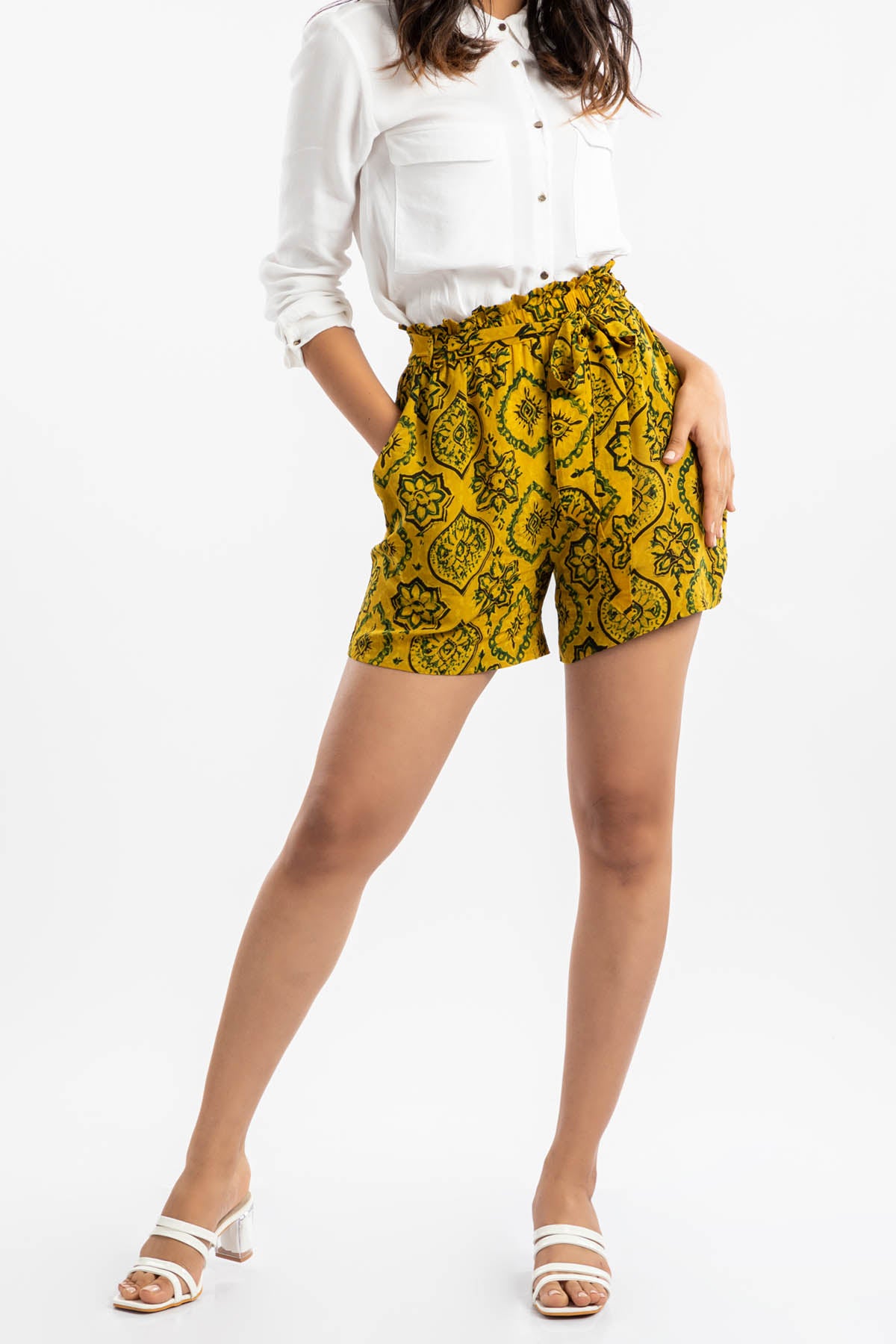 Cupro Handprinted Shorts