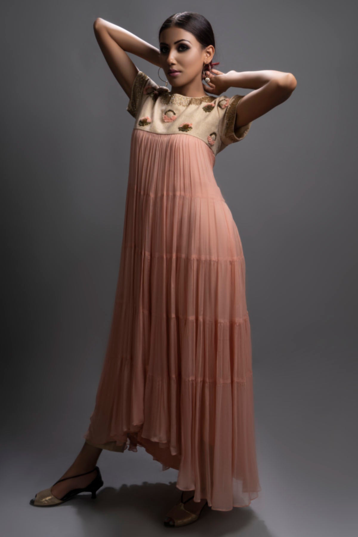 Cut Pipe Work Embellished Gown