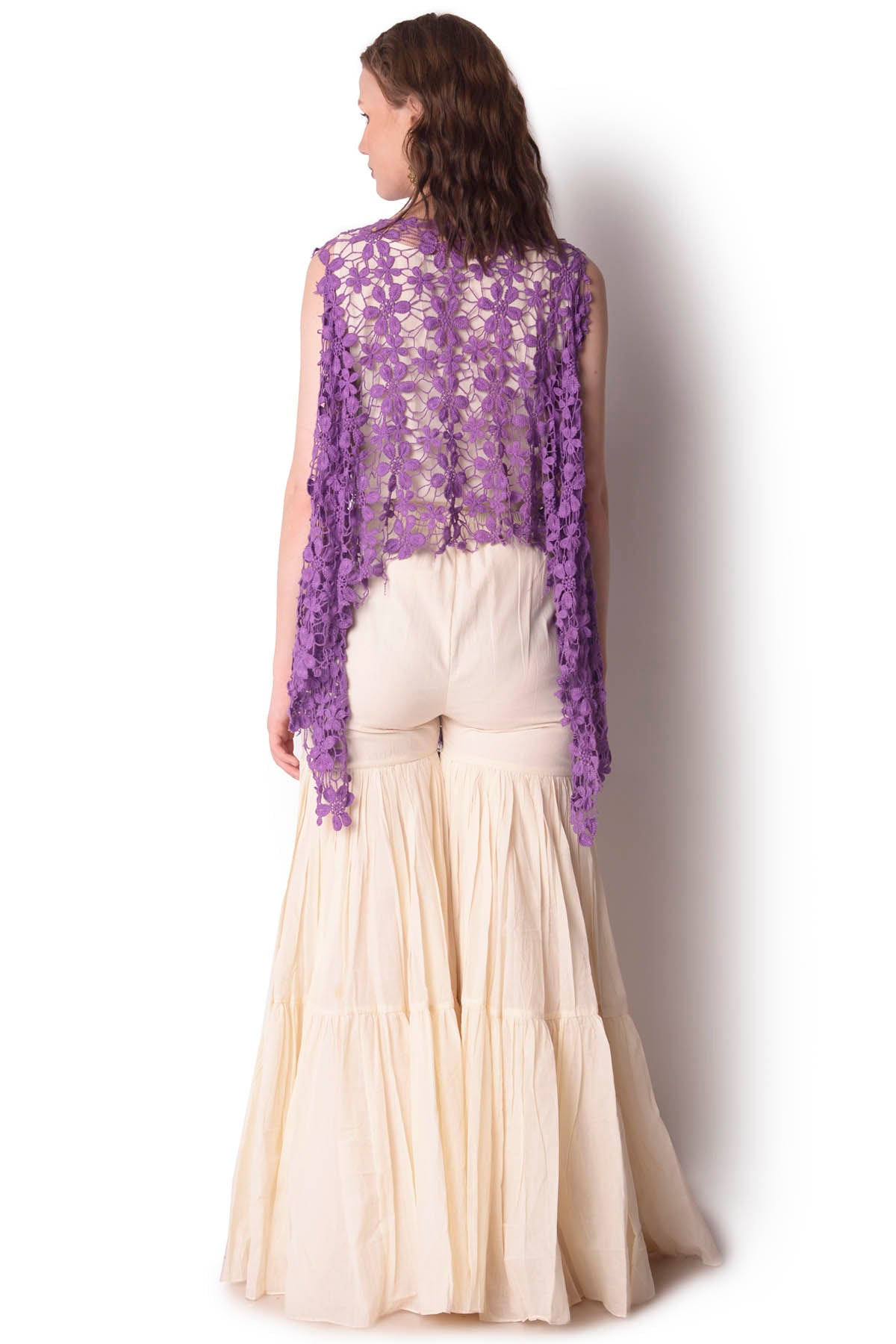 Cutwork Drape Top & Sharara Set