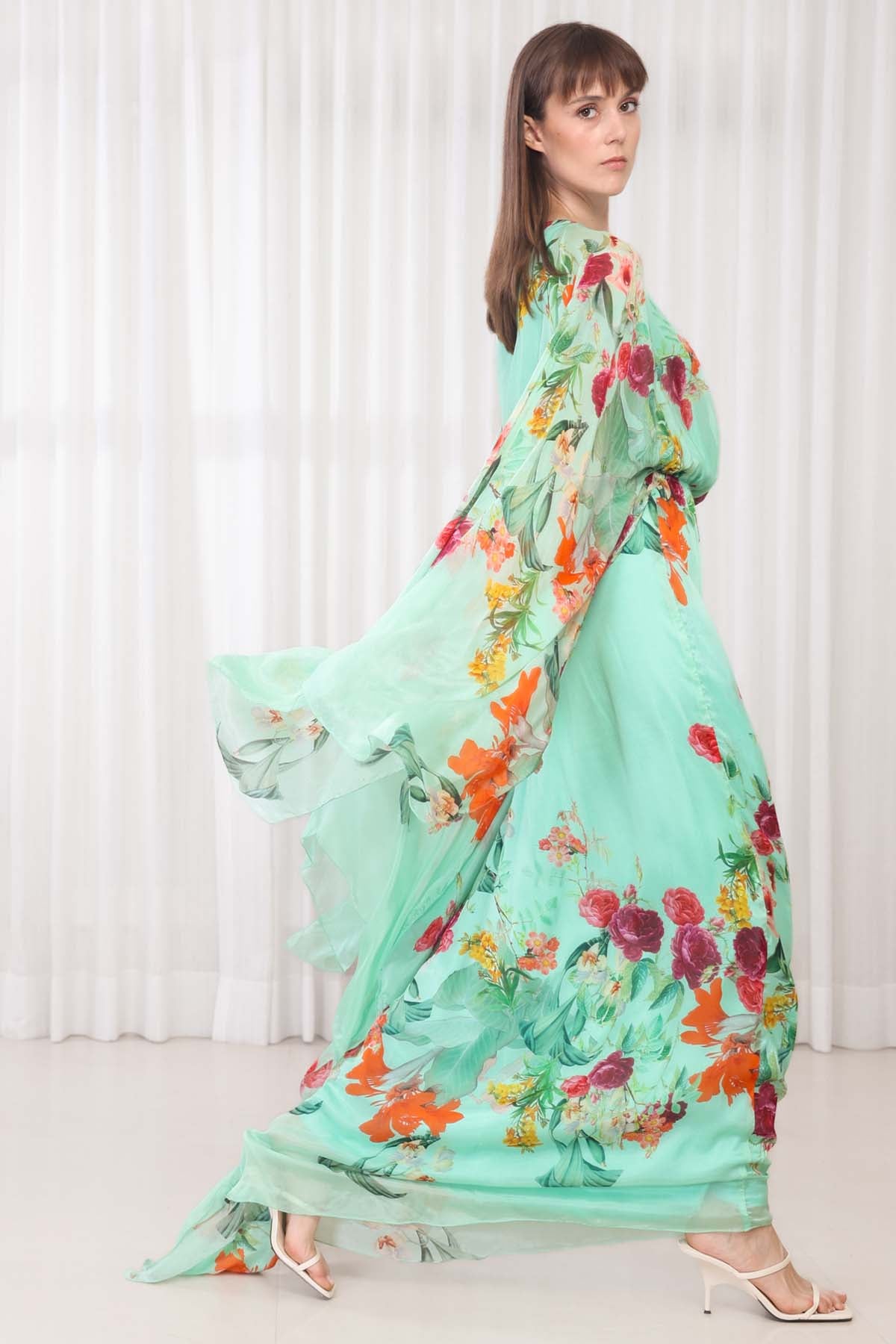 Dahlia Bouquet Printed Kaftan