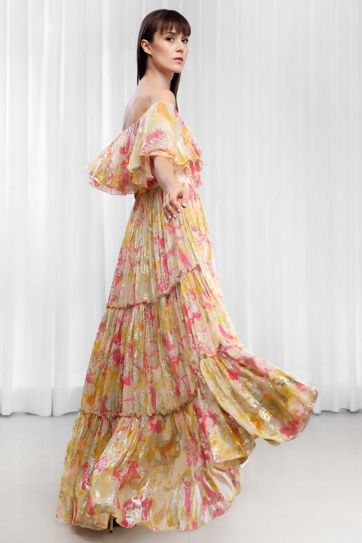 Daisy Printed Off Shoulder Dress